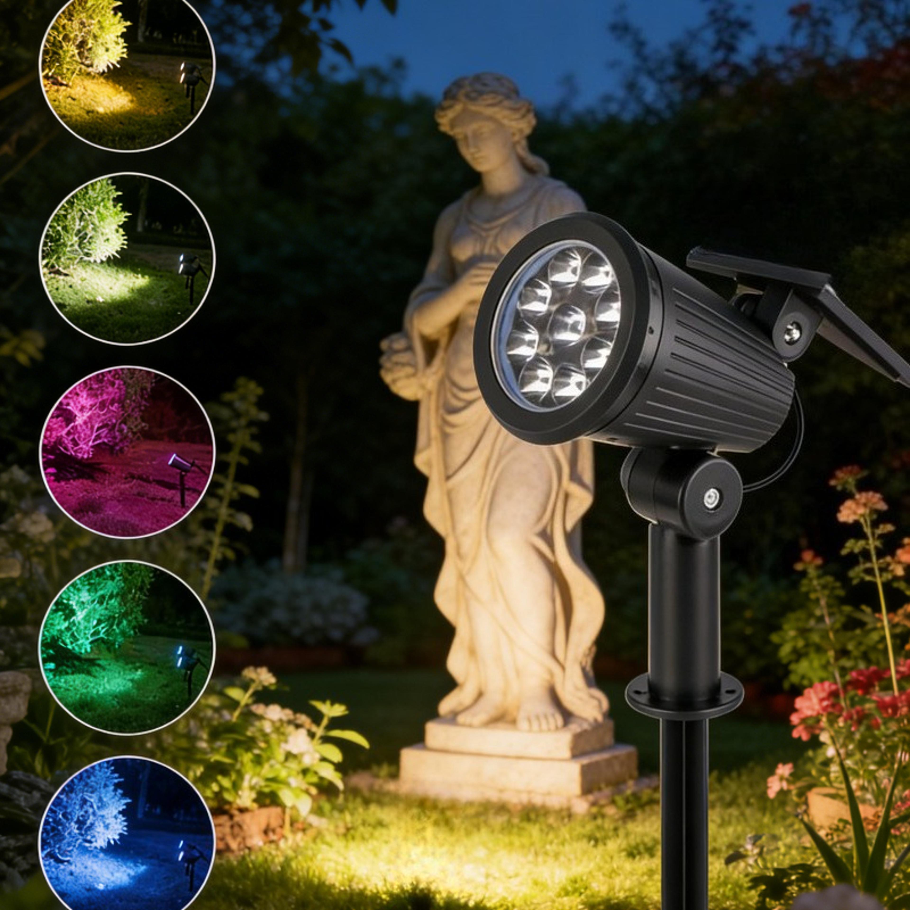 solar led landscape spotlight waterproof & adjustable brightness outdoor garden lights