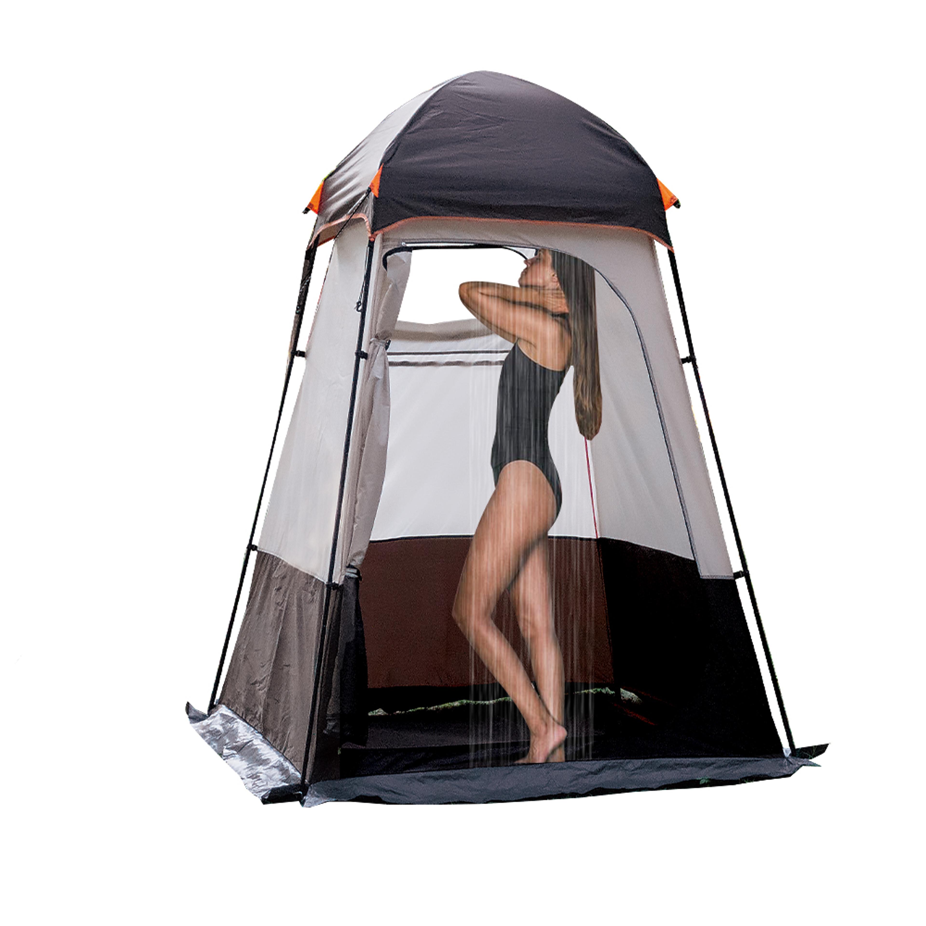 portable outdoor privacy shower tent double-layer sun shelter for camping, hiking, fishing, and more