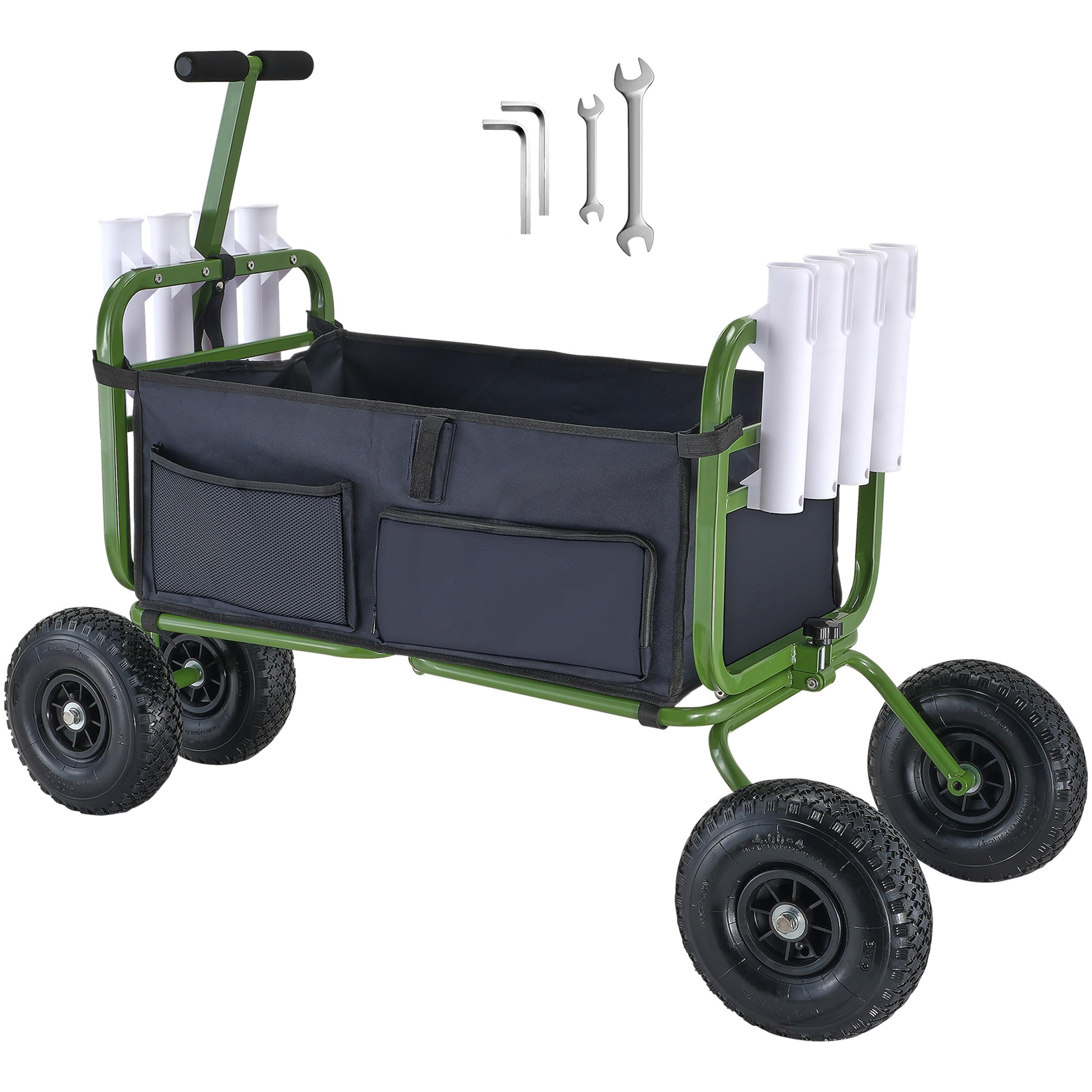 coastal hauler beach fishing cart with rod holders and sand wheels