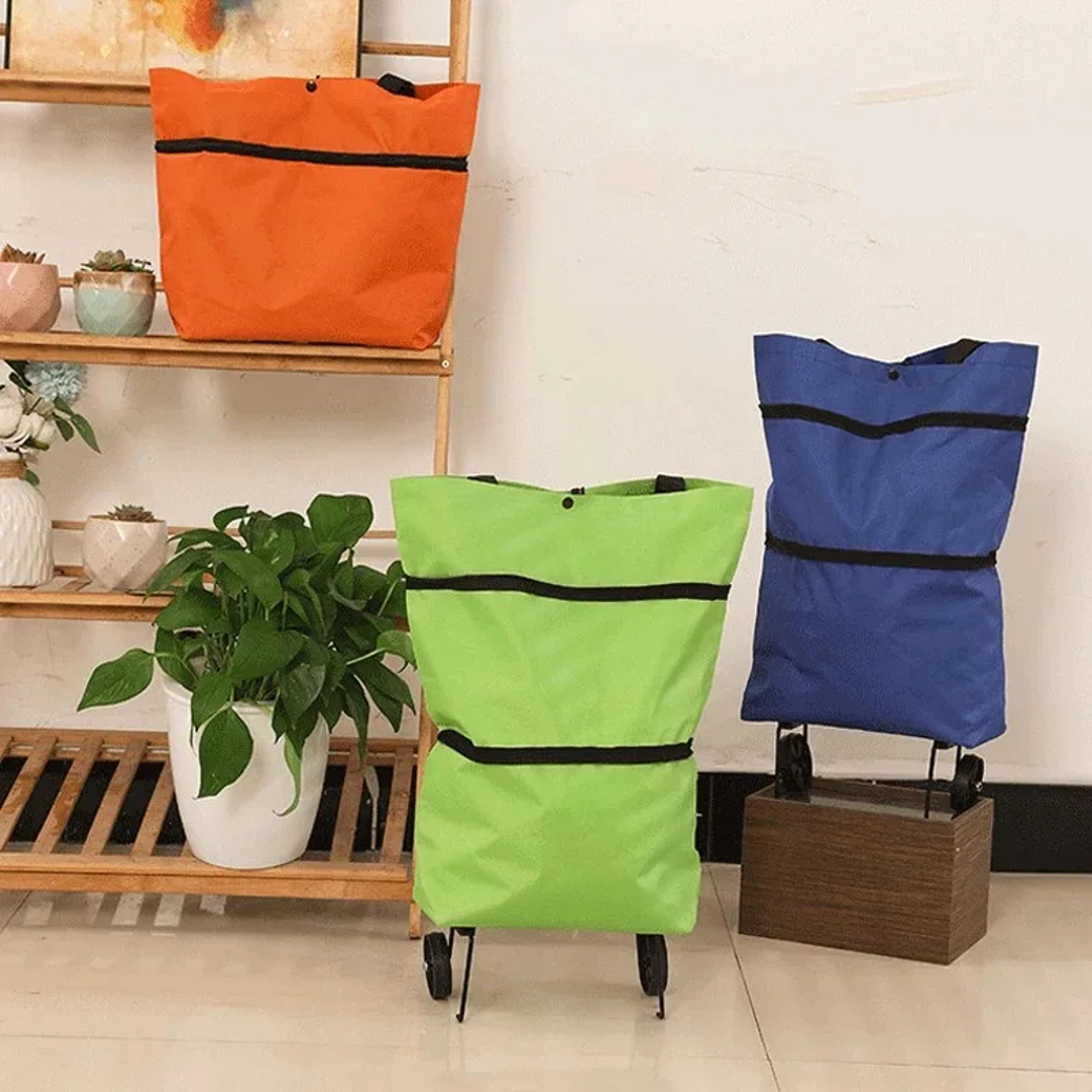 foldable shopping cart with wheels reusable grocery bag