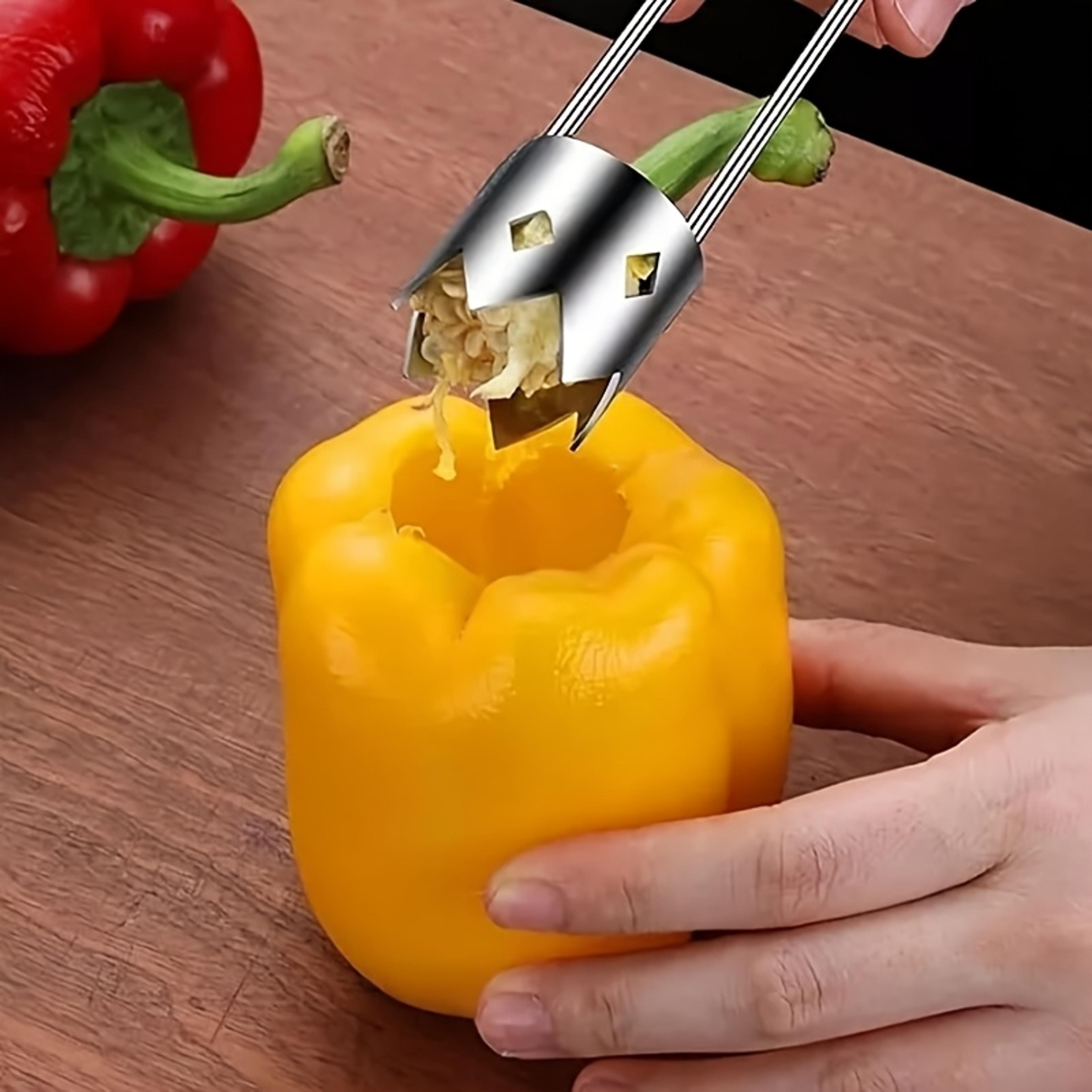 stainless steel pepper corer tool for jalapenos, chili peppers and vegetables