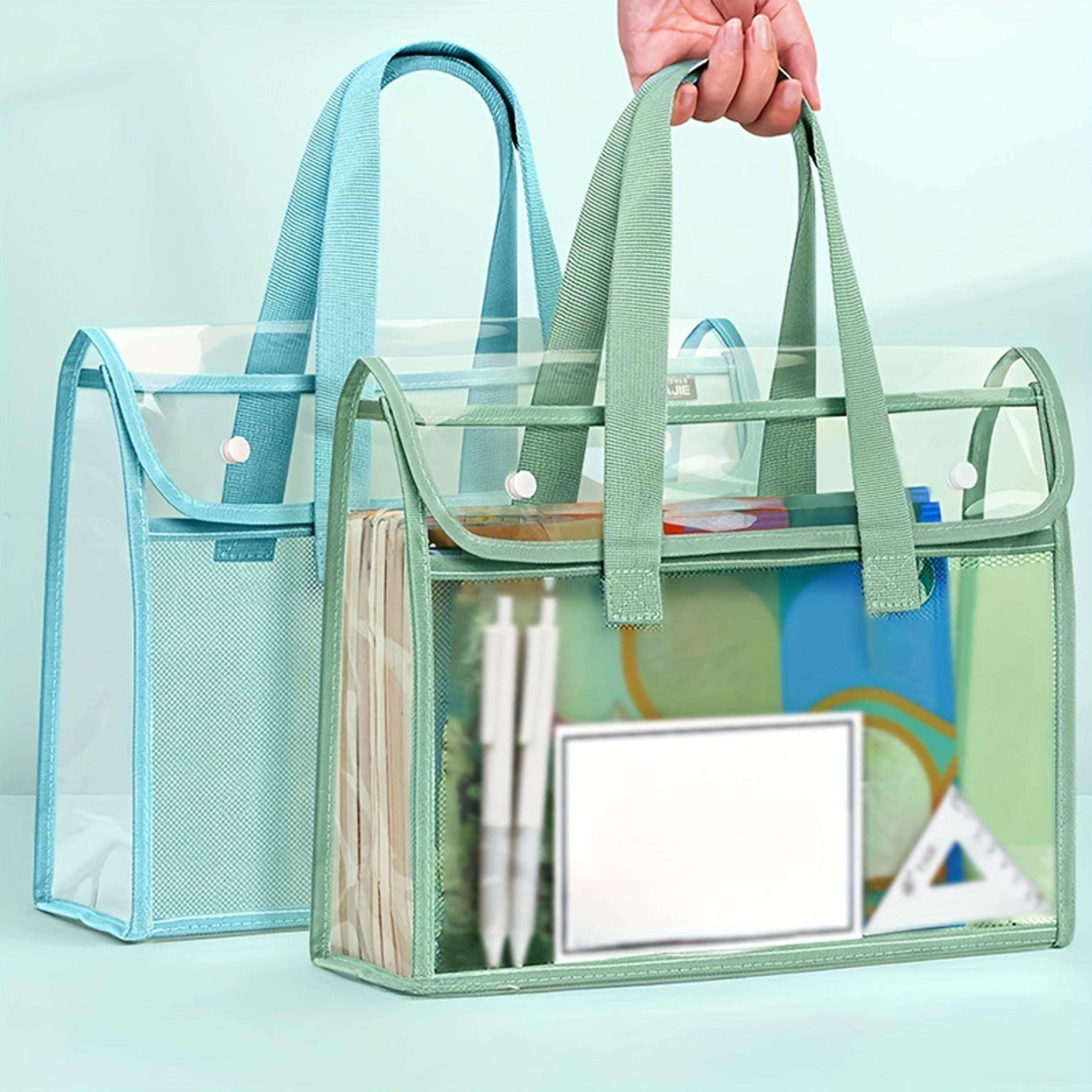 large clear tote bag waterproof transparent pvc tote bag with mesh pocket and reinforced handles