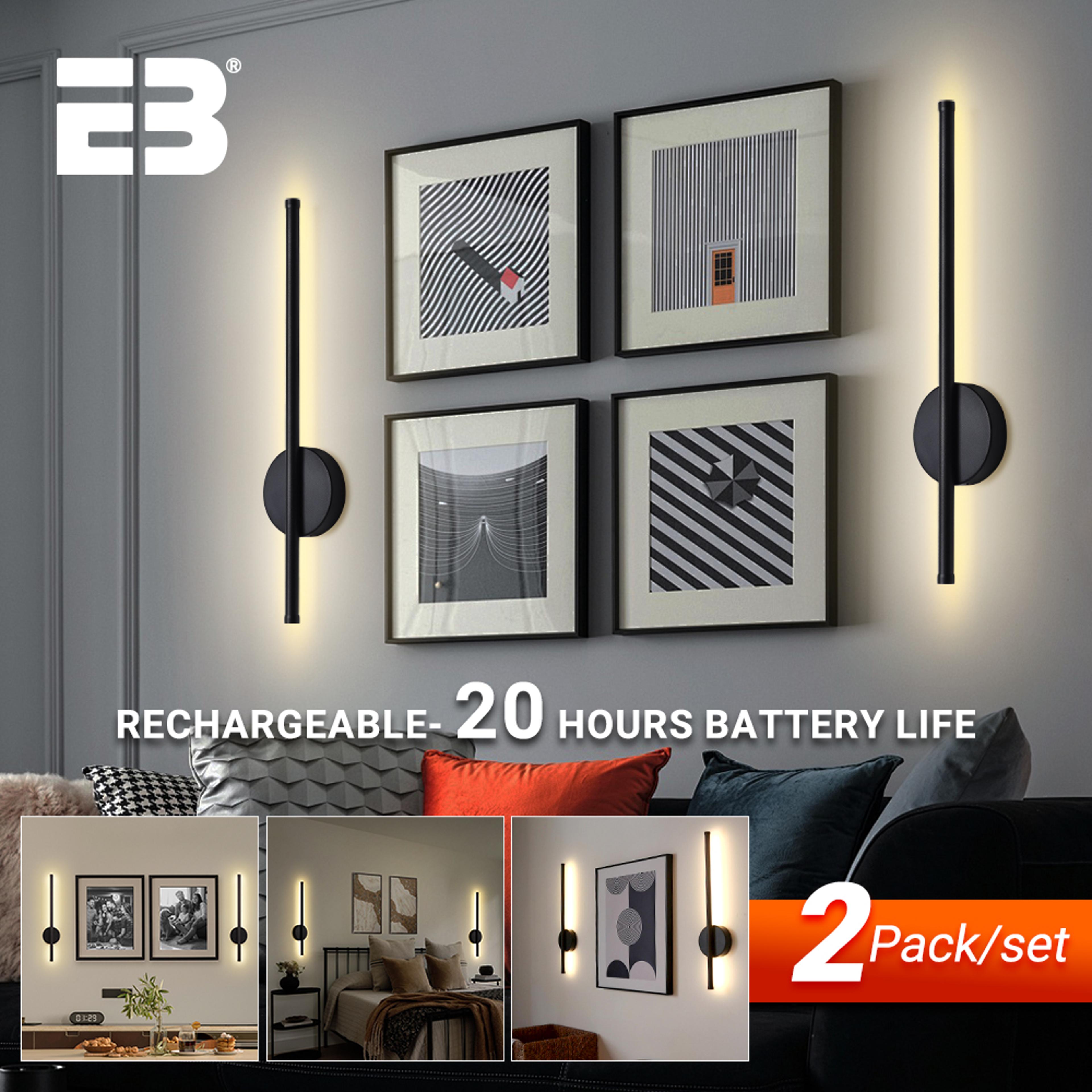 rechargeable led wall light set of wireless wall sconce with remote dimmable modern accent lighting