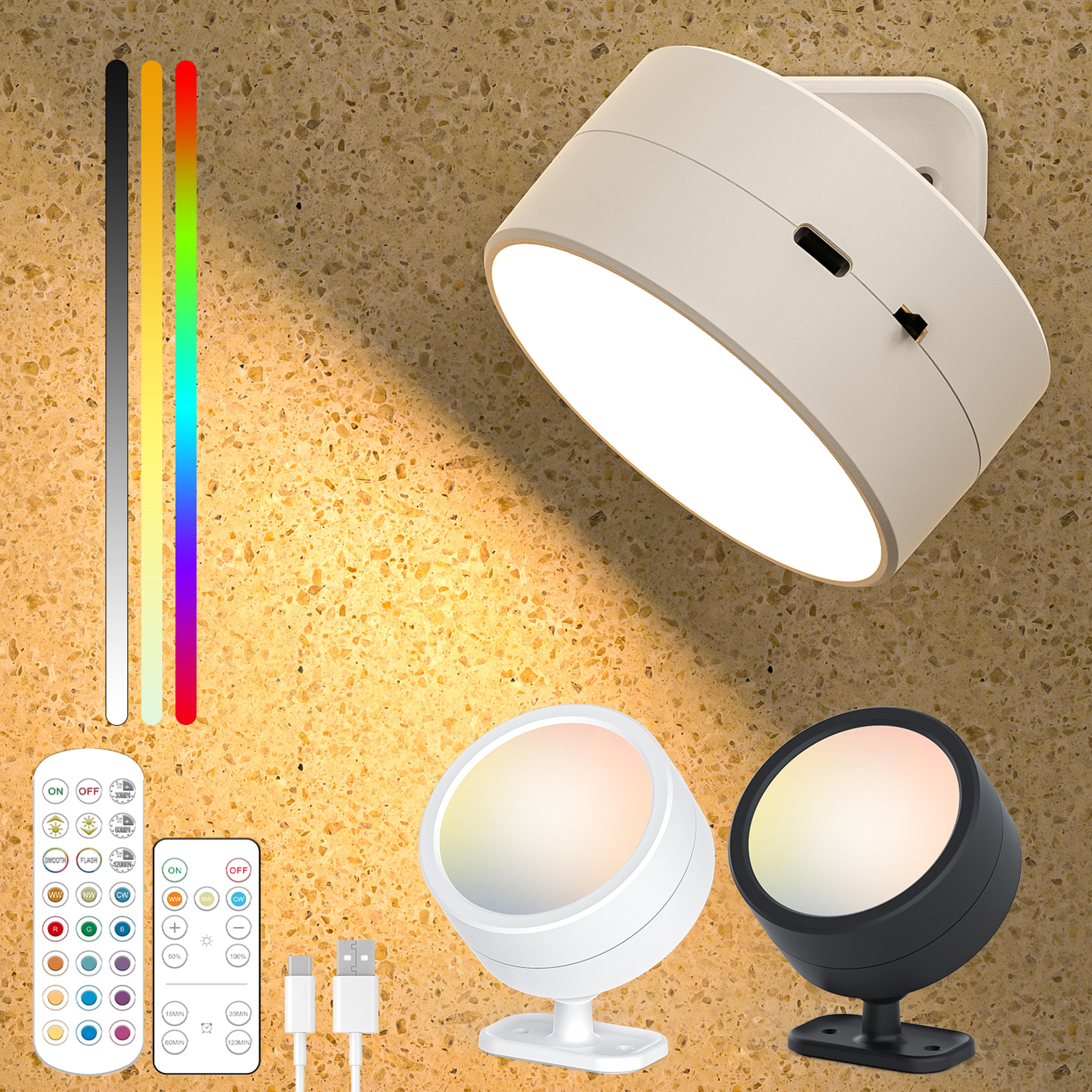 wireless wall lamp rechargeable magnetic wall sconce rotating led bedside light with remote