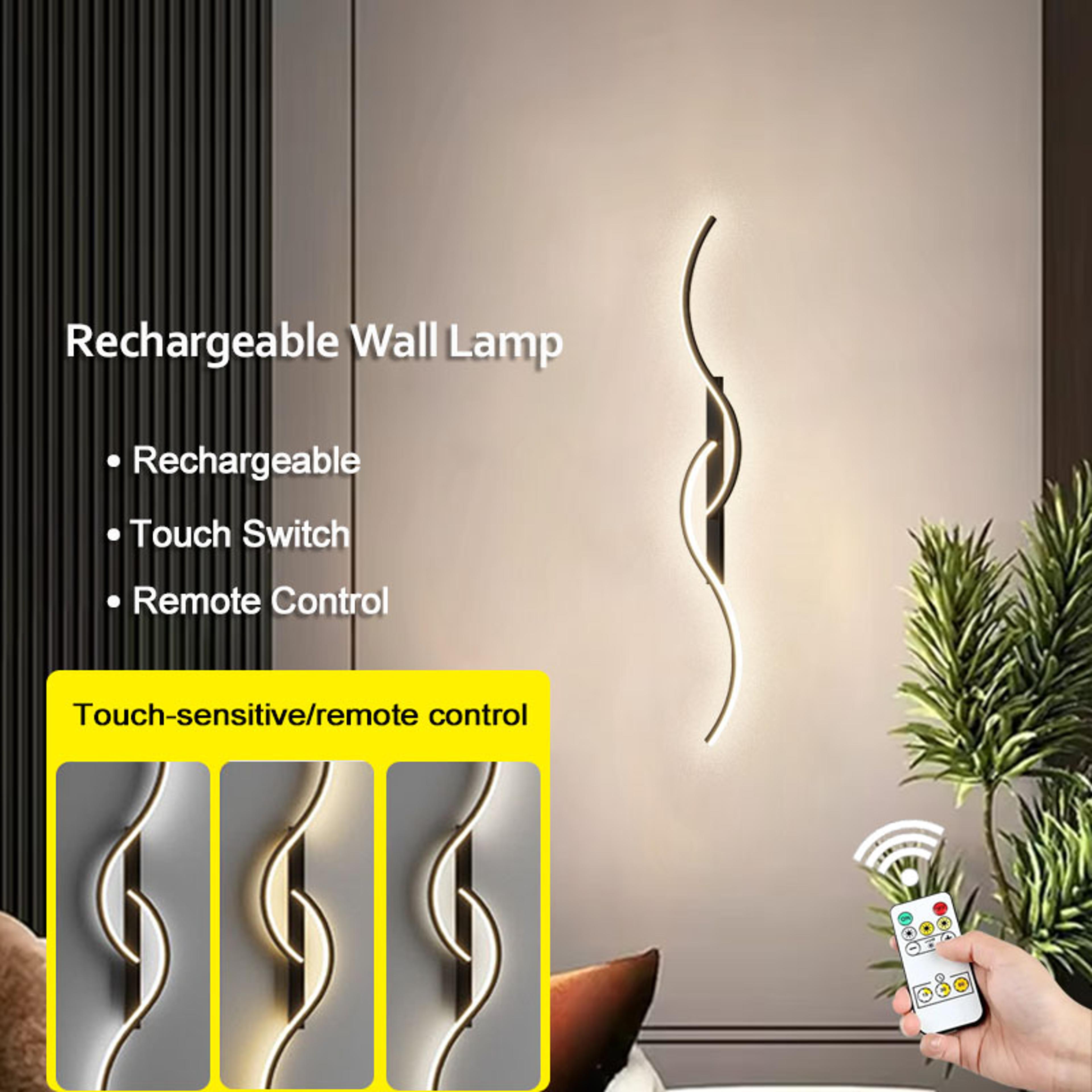 rechargeable wireless wall light with remote control dimmable led sconce for bedroom living room hallway
