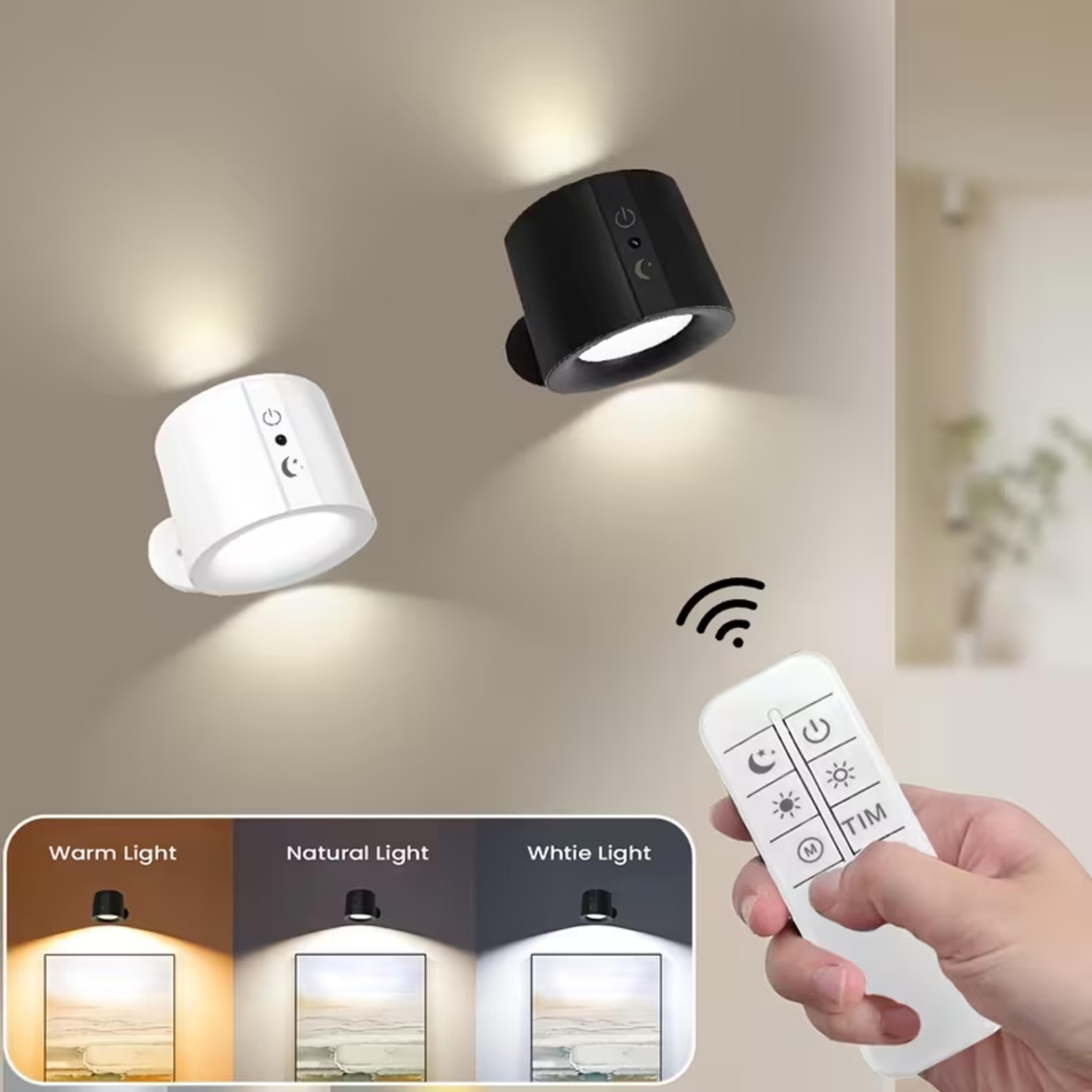 rechargeable led wall light double head 360 rotating wireless wall lamp with remote control