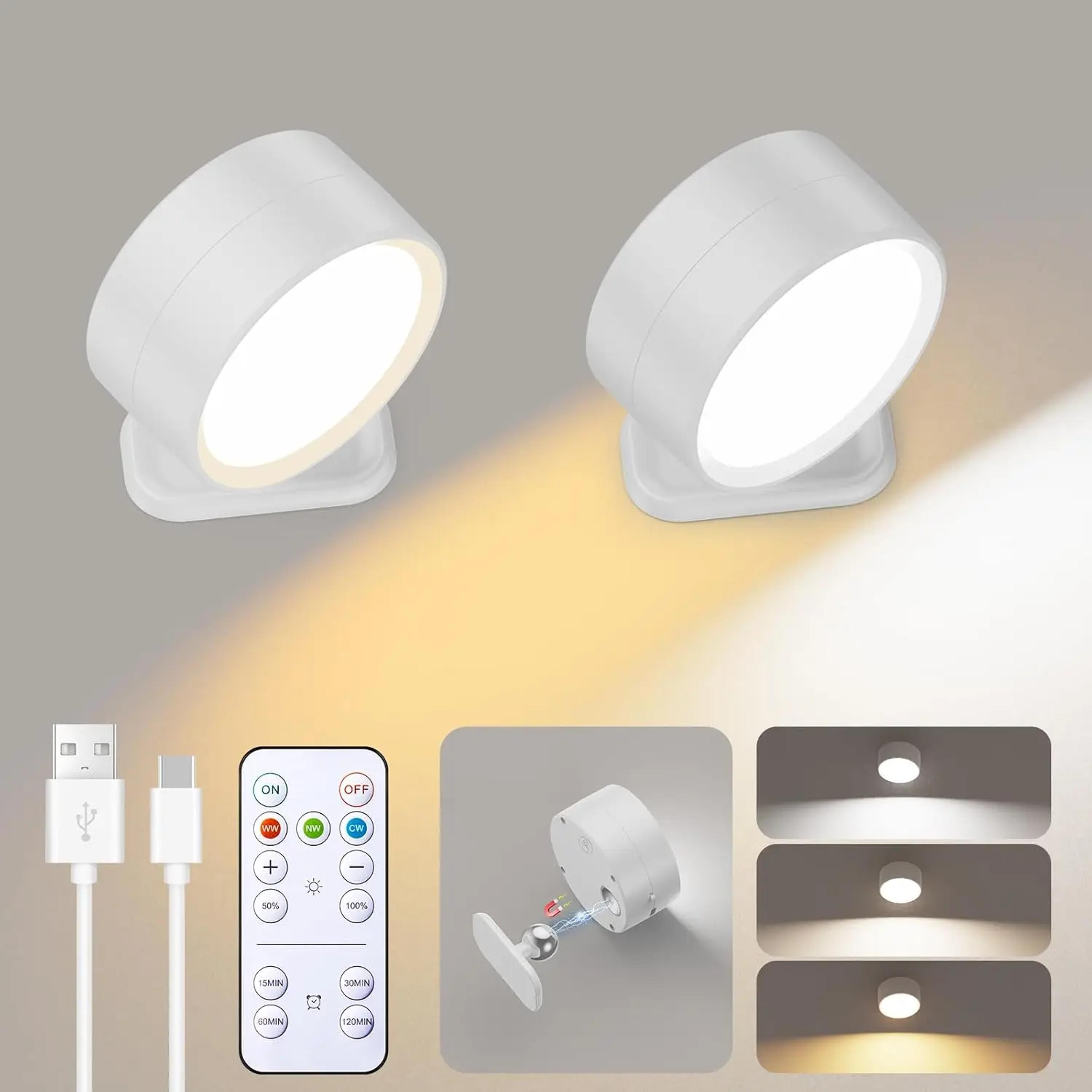 rechargeable magnetic wall sconce led wall light with remote rotating cordless lamp