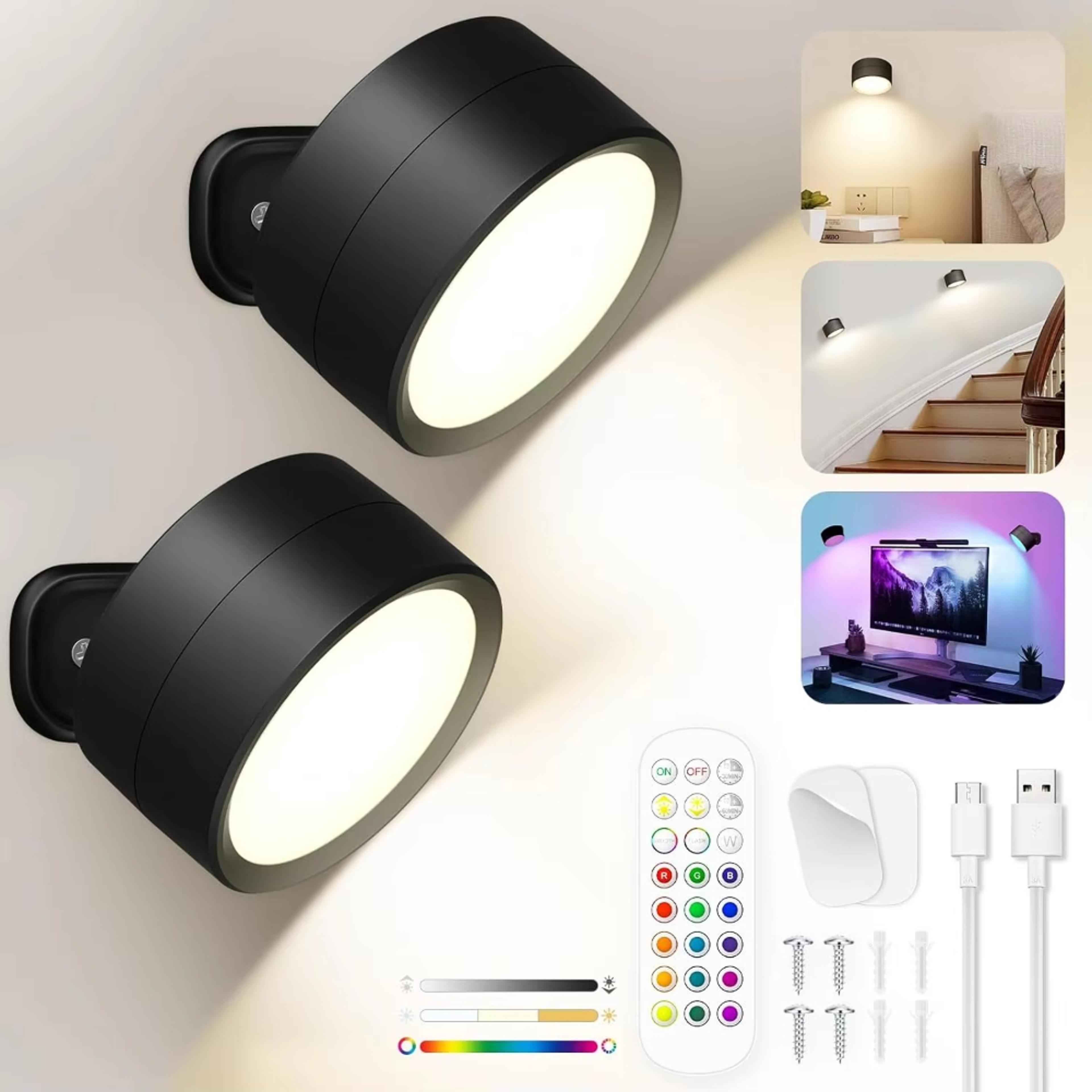rechargeable wireless wall sconce led magnetic bedside light with remote color dimmable lighting