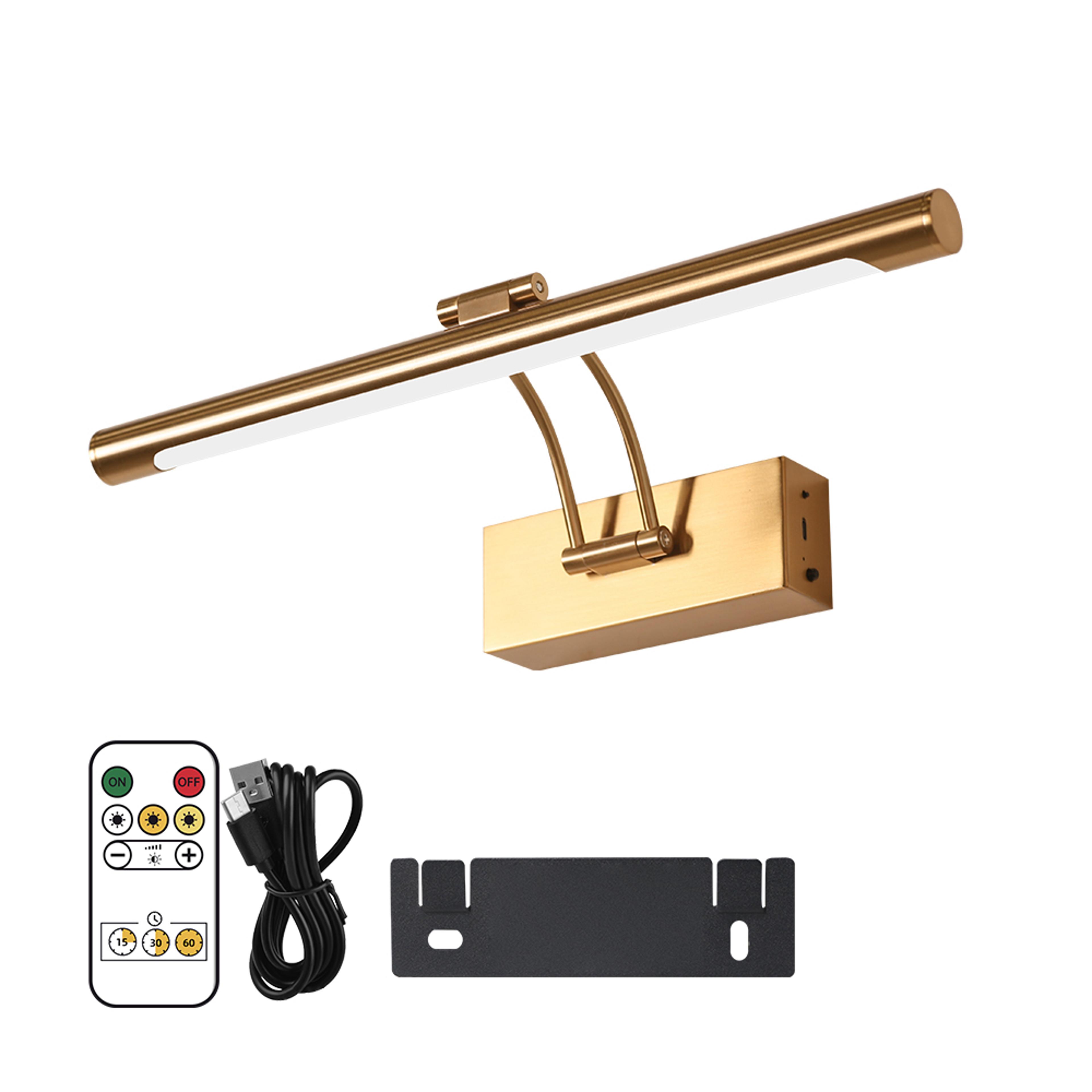 rechargeable wireless picture light led wall lamp with remote control and dimmable gallery lighting