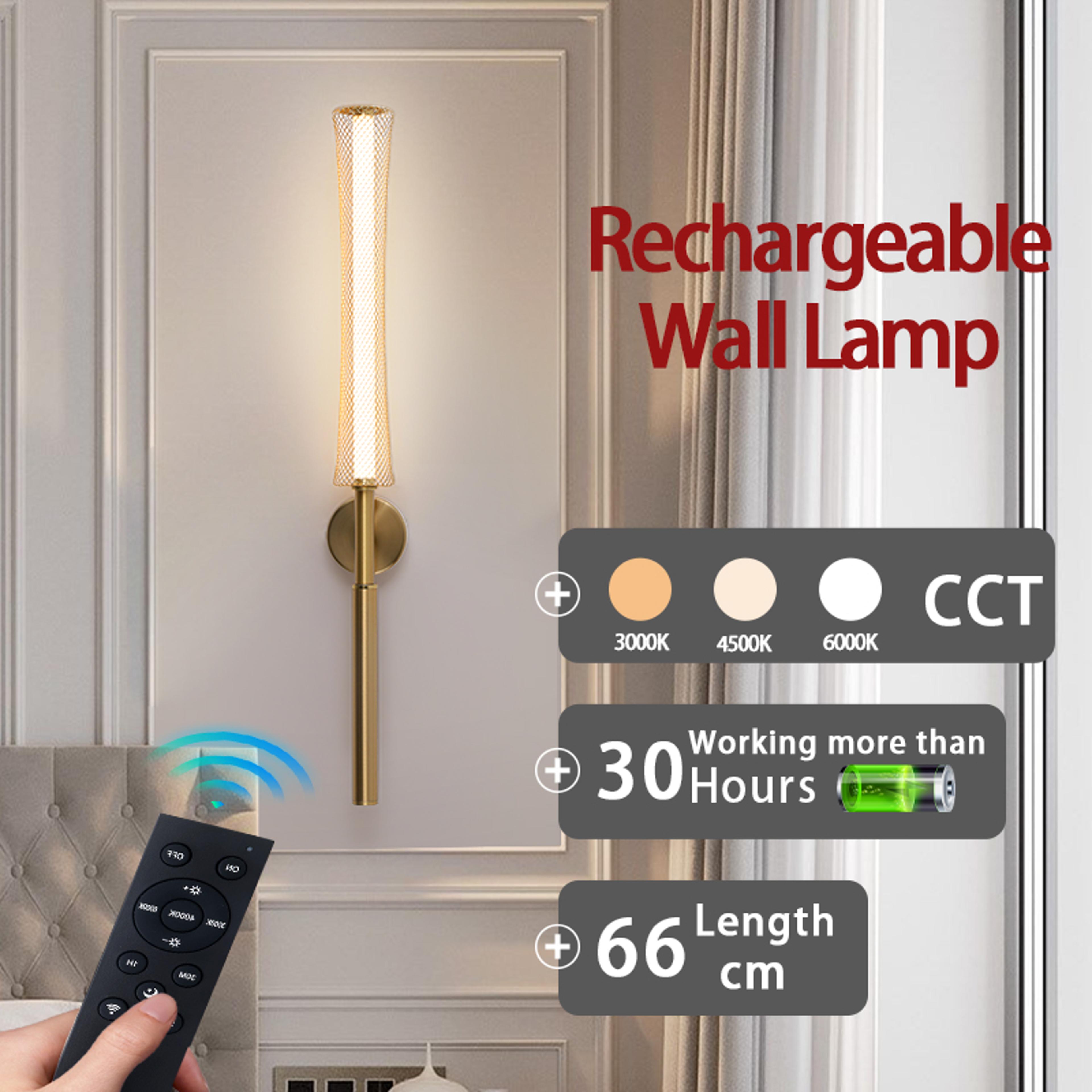 modern rechargeable wall lamp cordless led wall light with remote dimmable black gold sconce