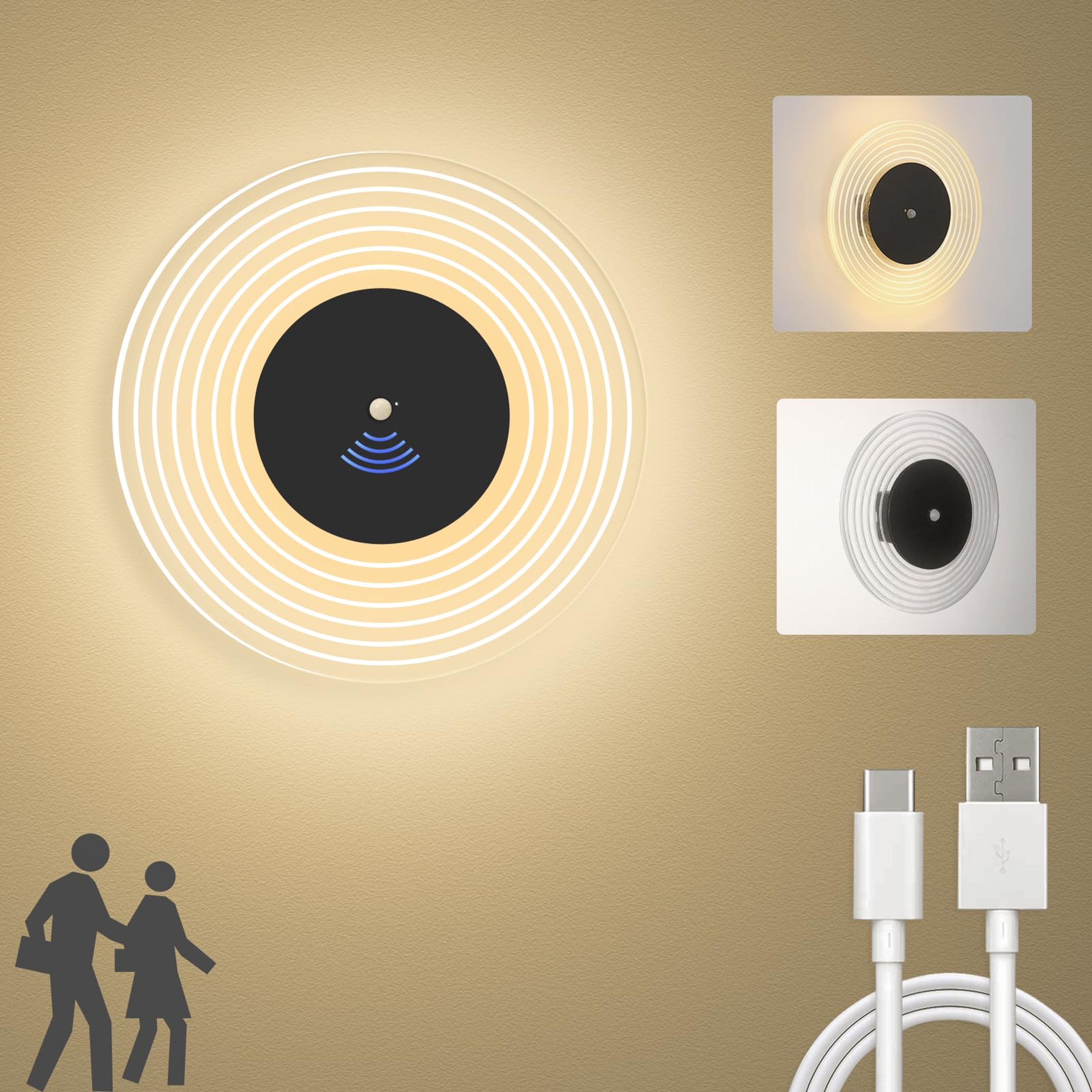 rechargeable motion sensor wall light wireless magnetic wall lamp with battery for indoor home lighting