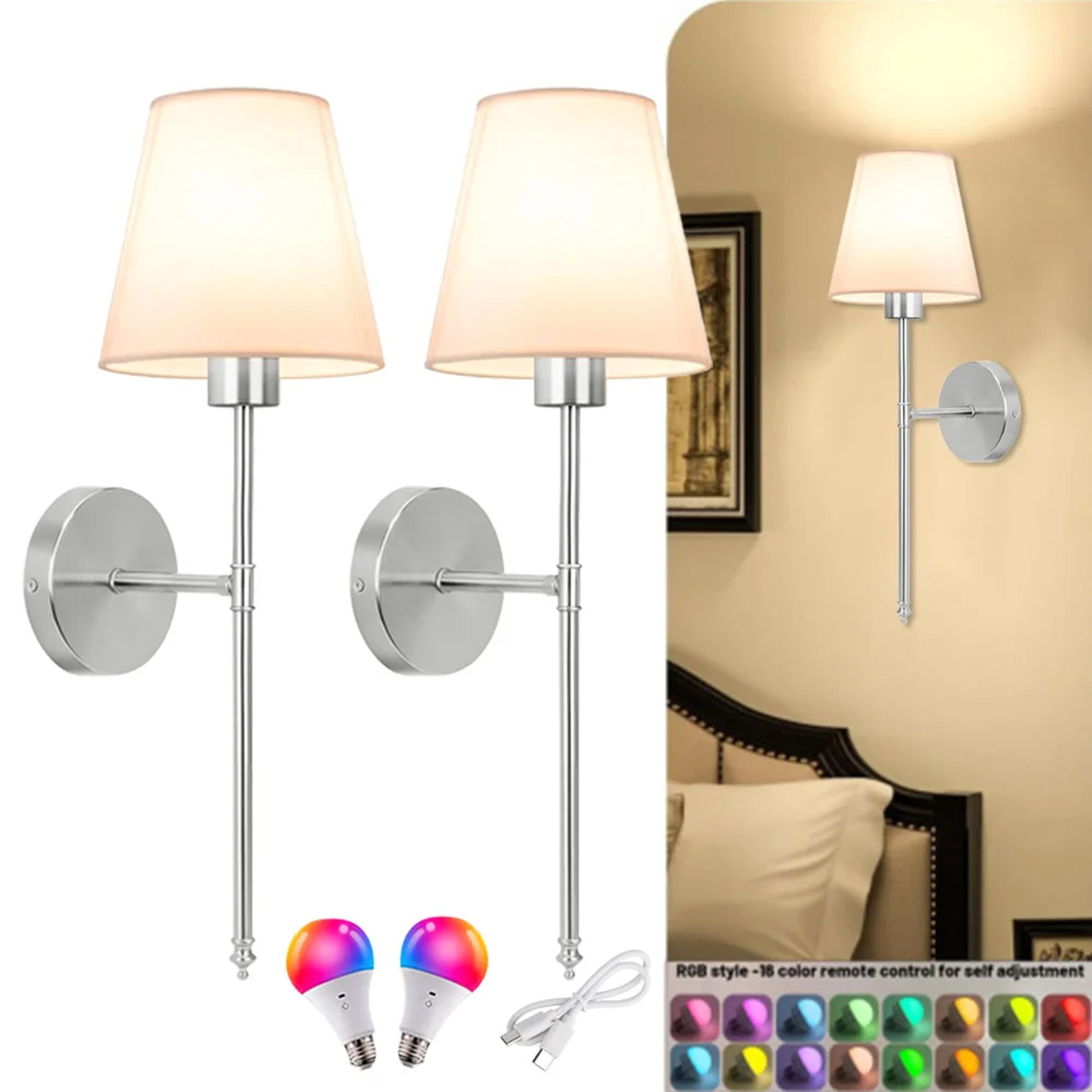 rechargeable wall sconce wireless wall light with rgb dimmable led remote control
