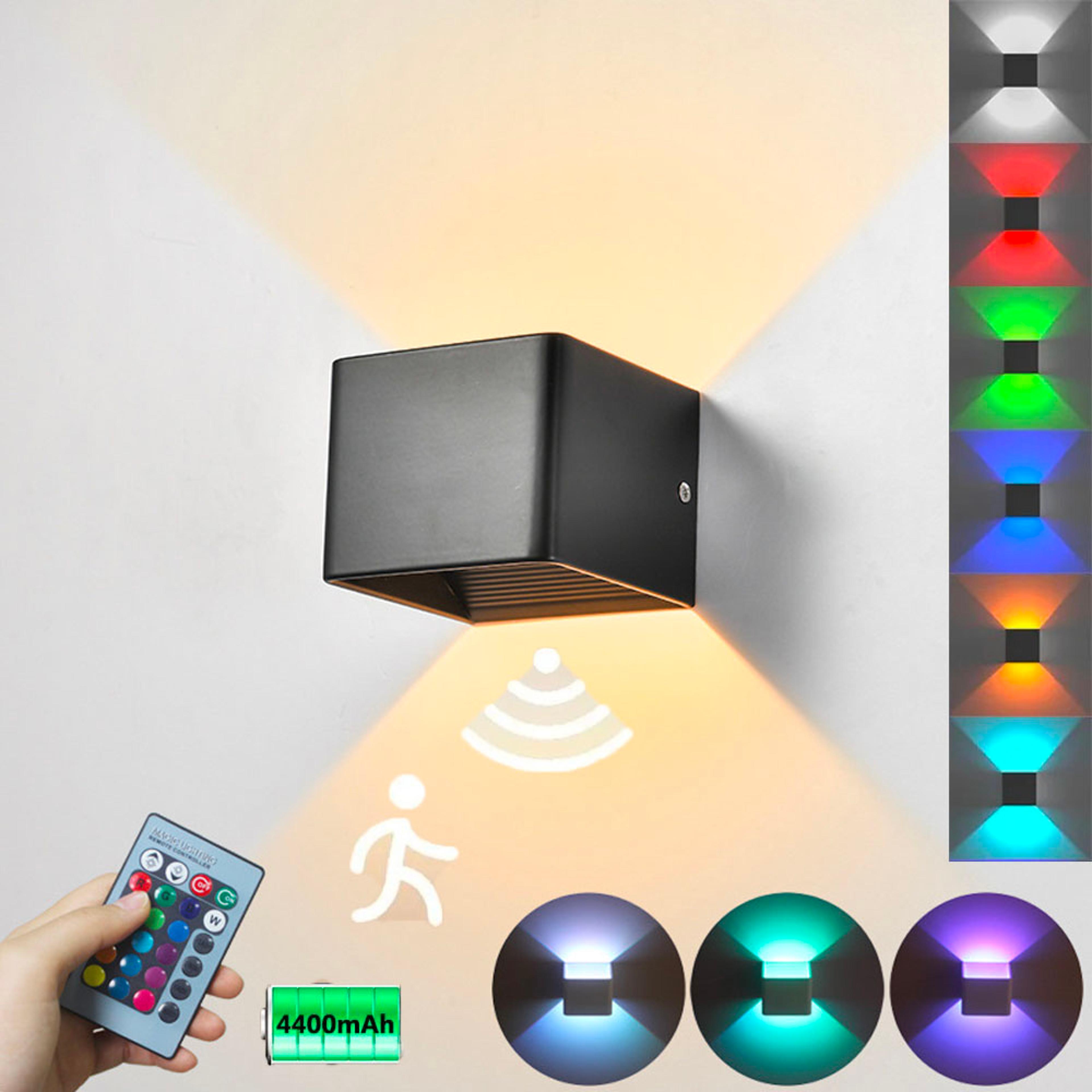rechargeable rgb cordless wall light with remote control & dimmable up down glow