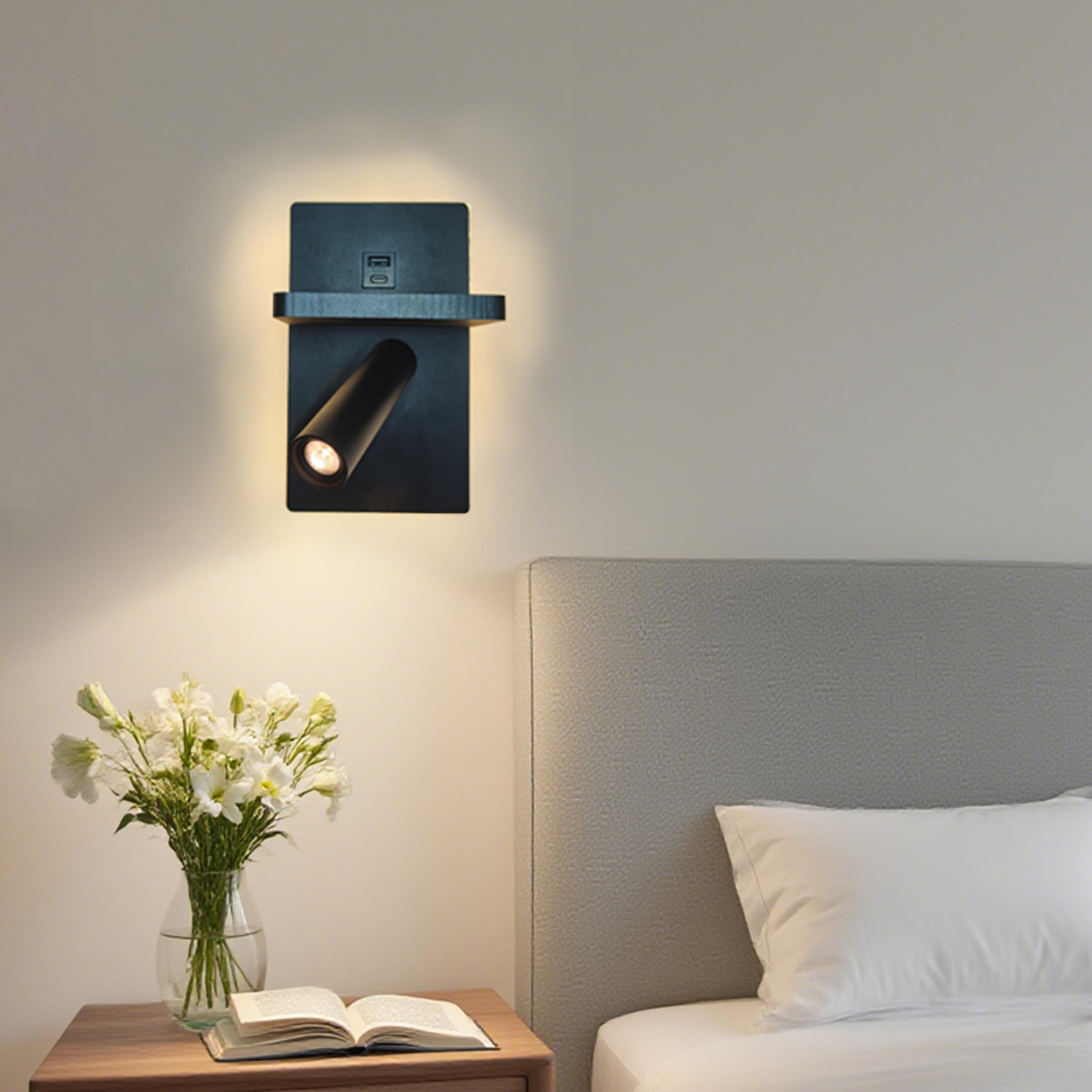 modern wireless wall light rechargeable led wall sconce with adjustable spotlight for bedroom living room