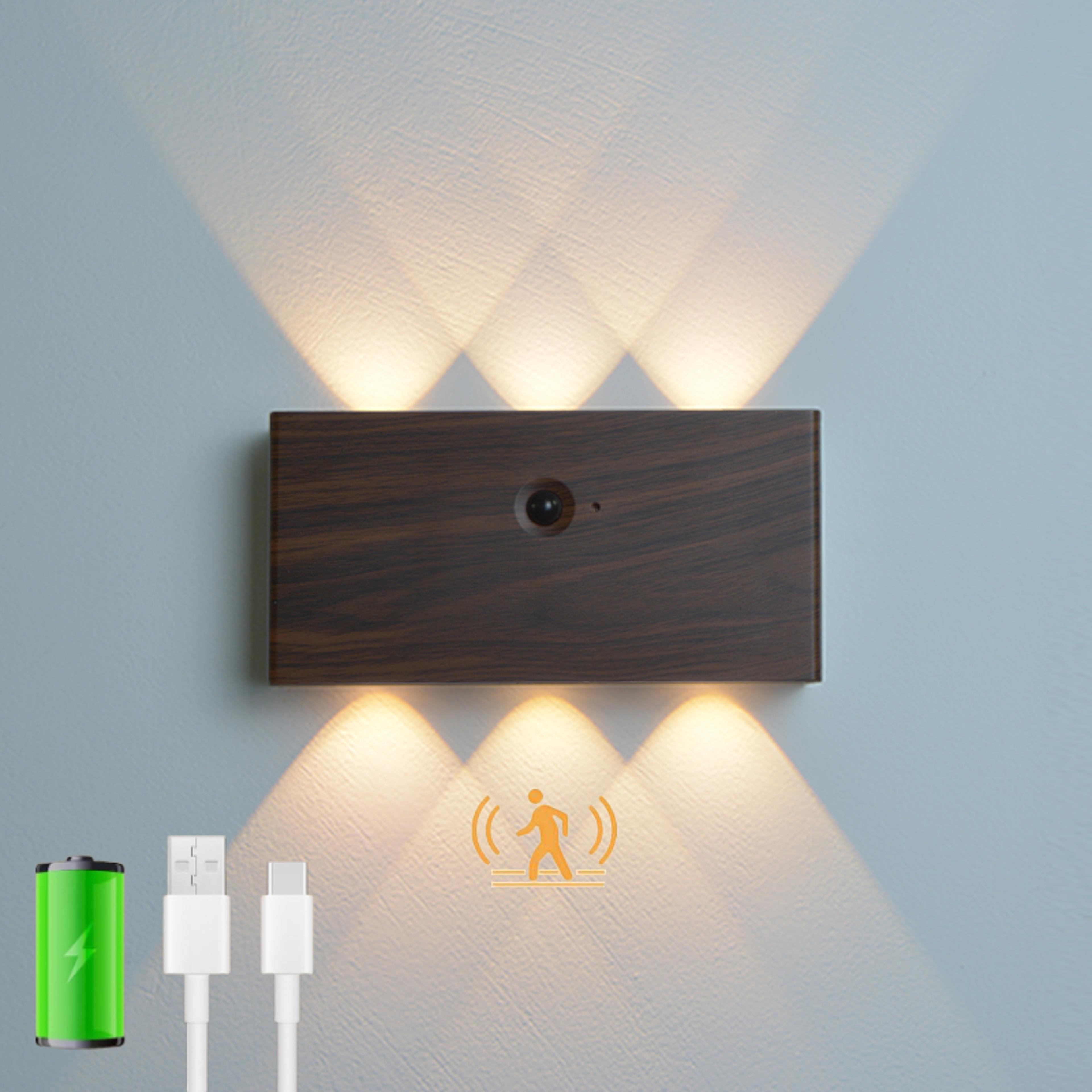 rechargeable led motion sensor wall light wireless battery operated indoor wall lamp
