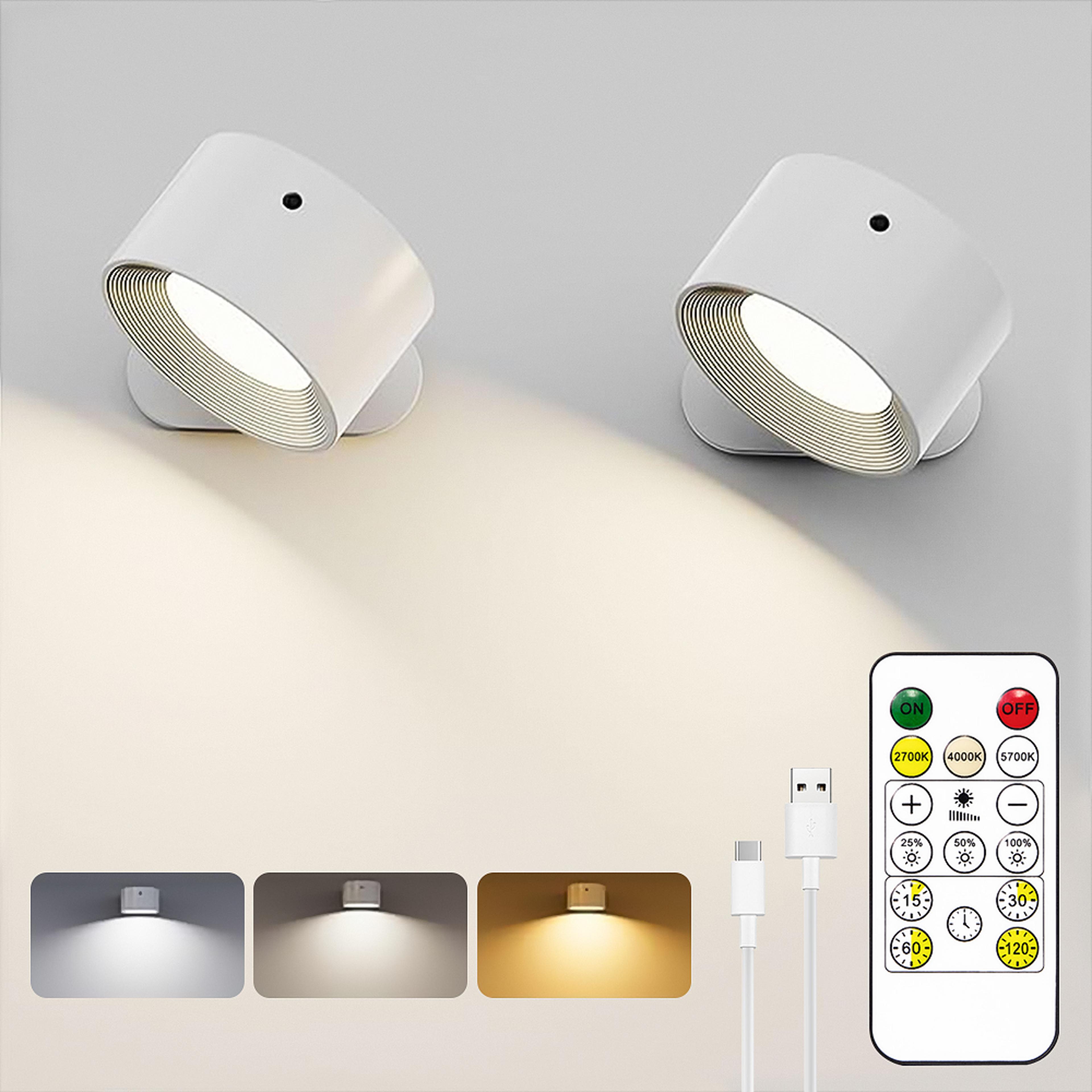 usb rechargeable magnetic wall sconce light with remote dimmable led wall lamp