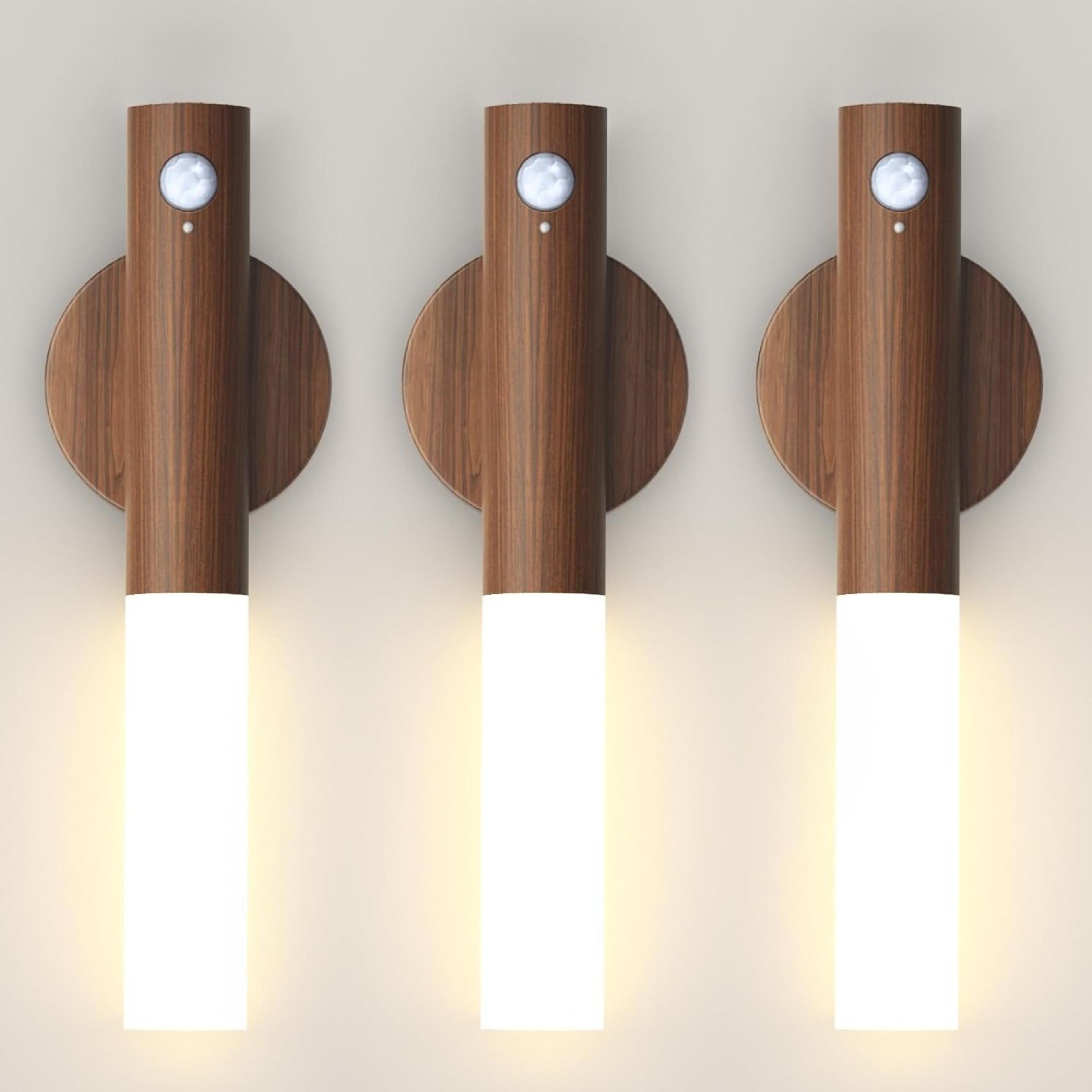 motion sensor night light rechargeable magnetic wooden wall sconce for bedroom hallway and stairs