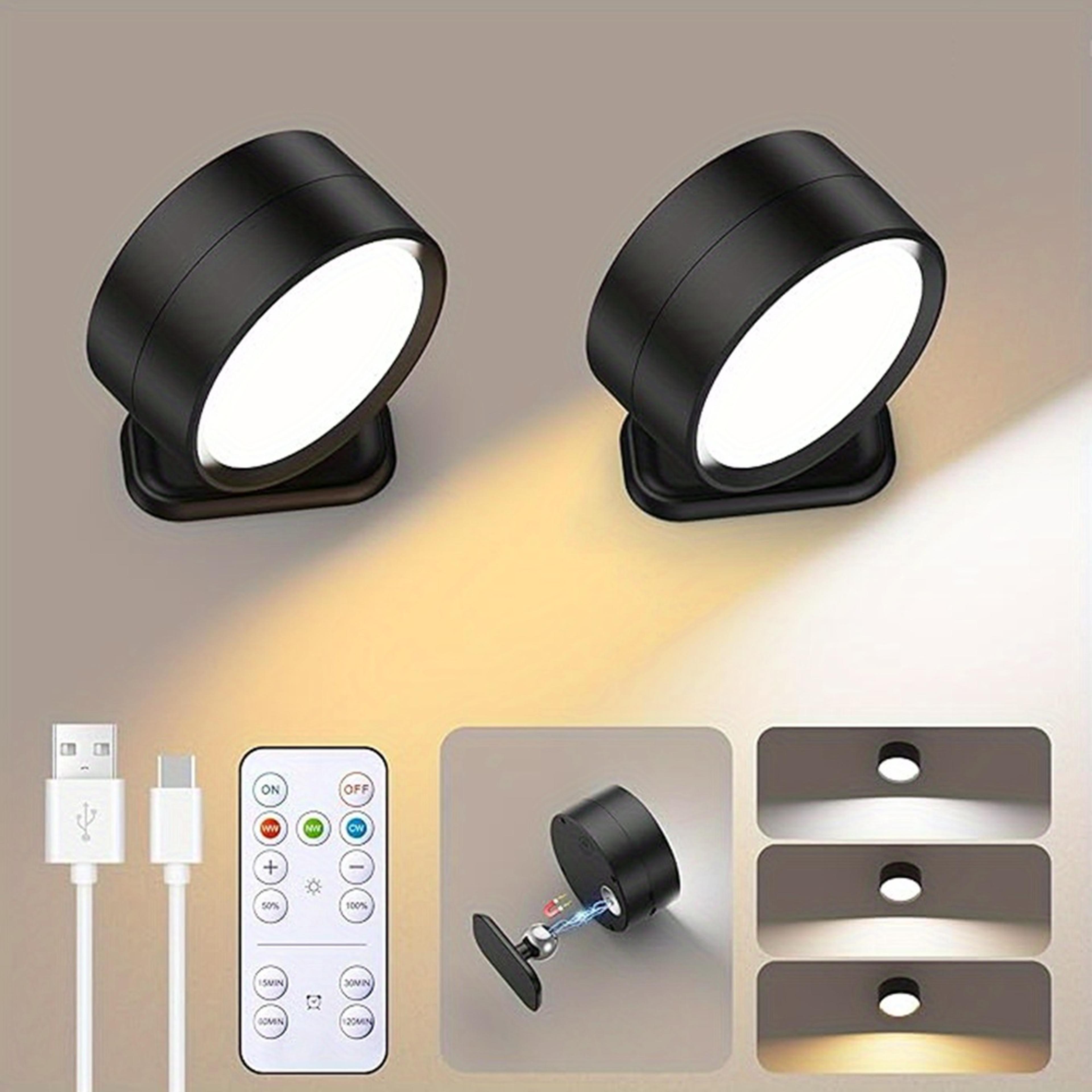 magnetic led wall light rechargeable reading lamp with remote control and degree rotation
