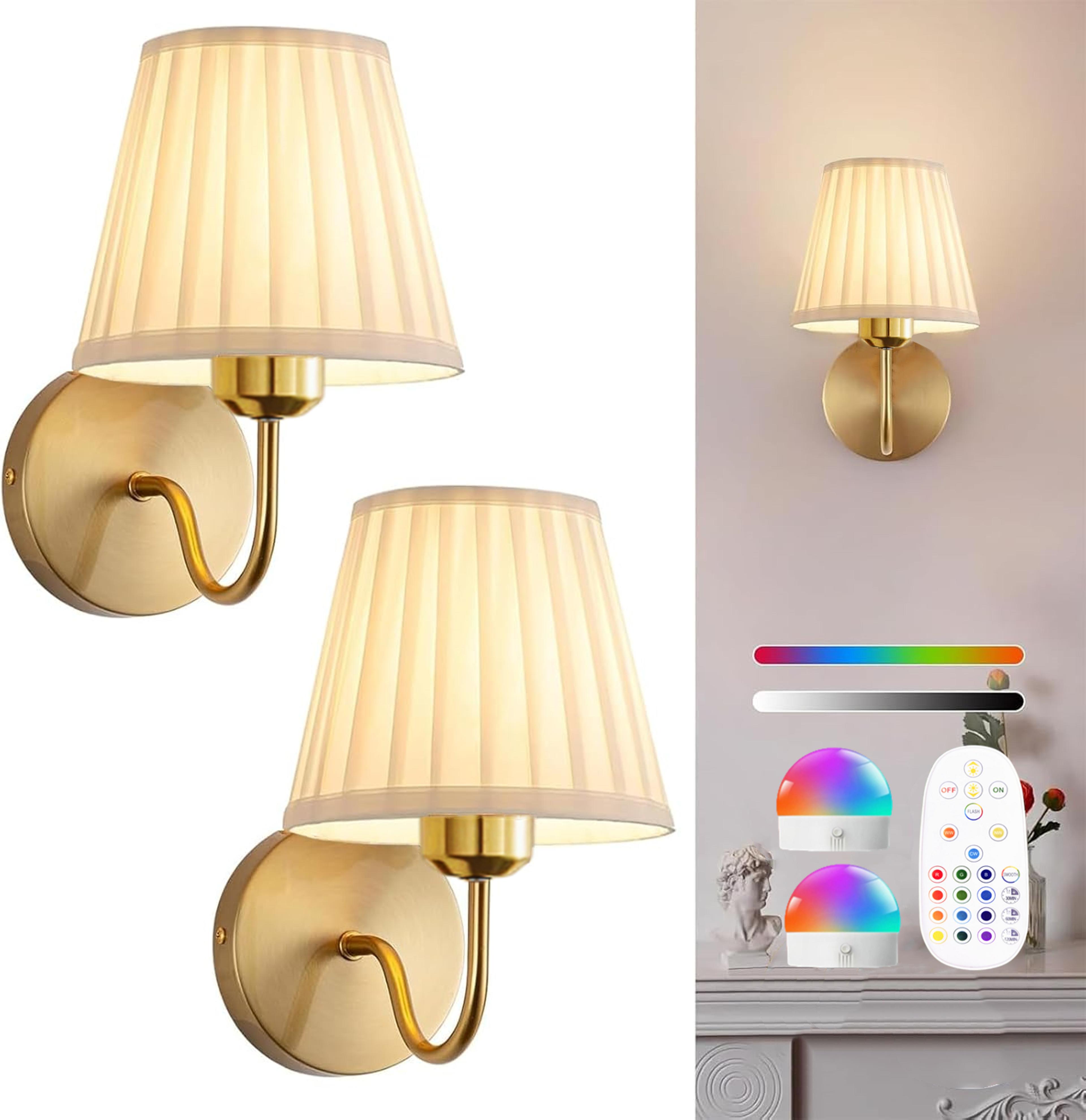 rechargeable battery operated wall light with rgb wireless wall sconce remote timer gold finish