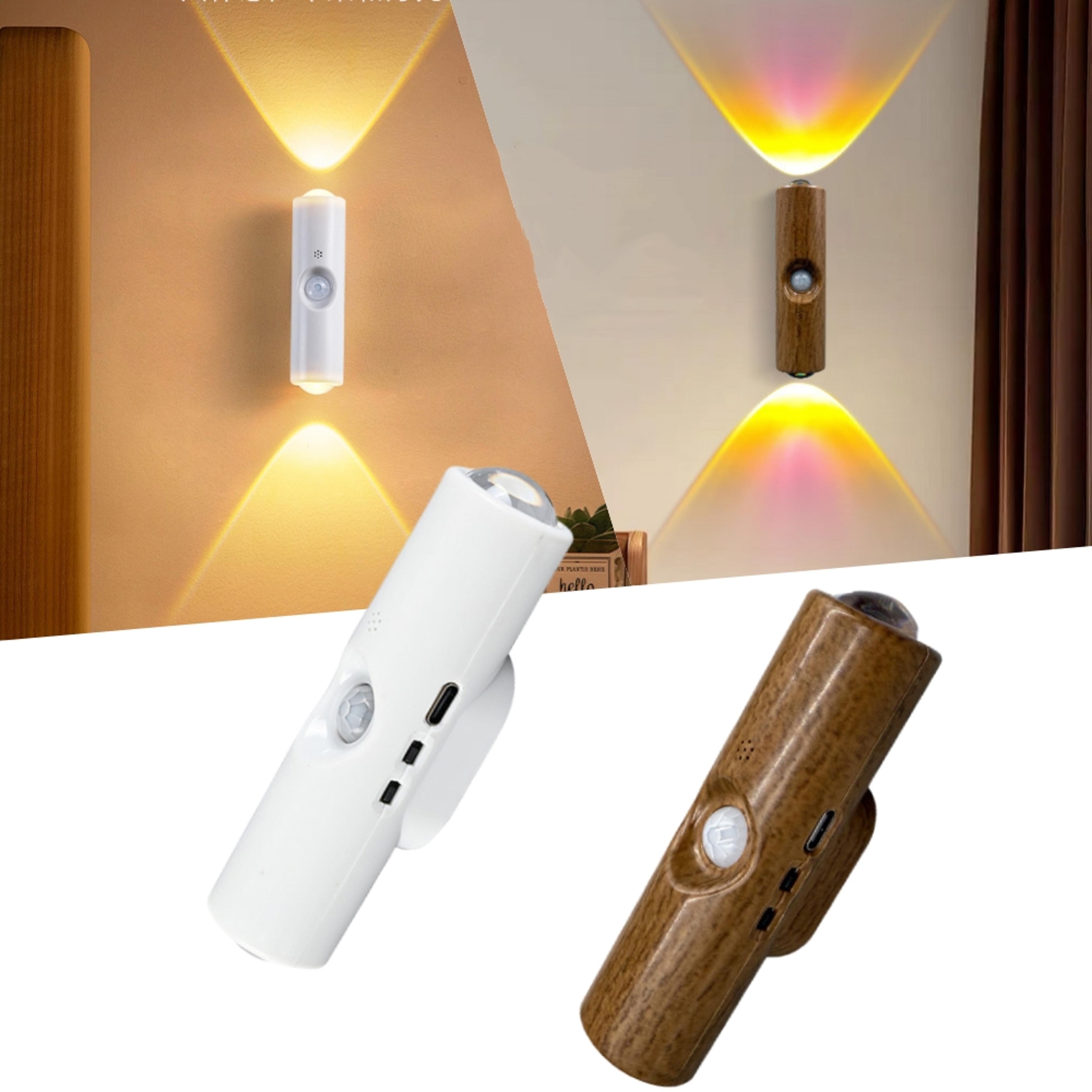 dual cat eye motion sensor night light rgb led wall light rechargeable magnetic wireless lamp