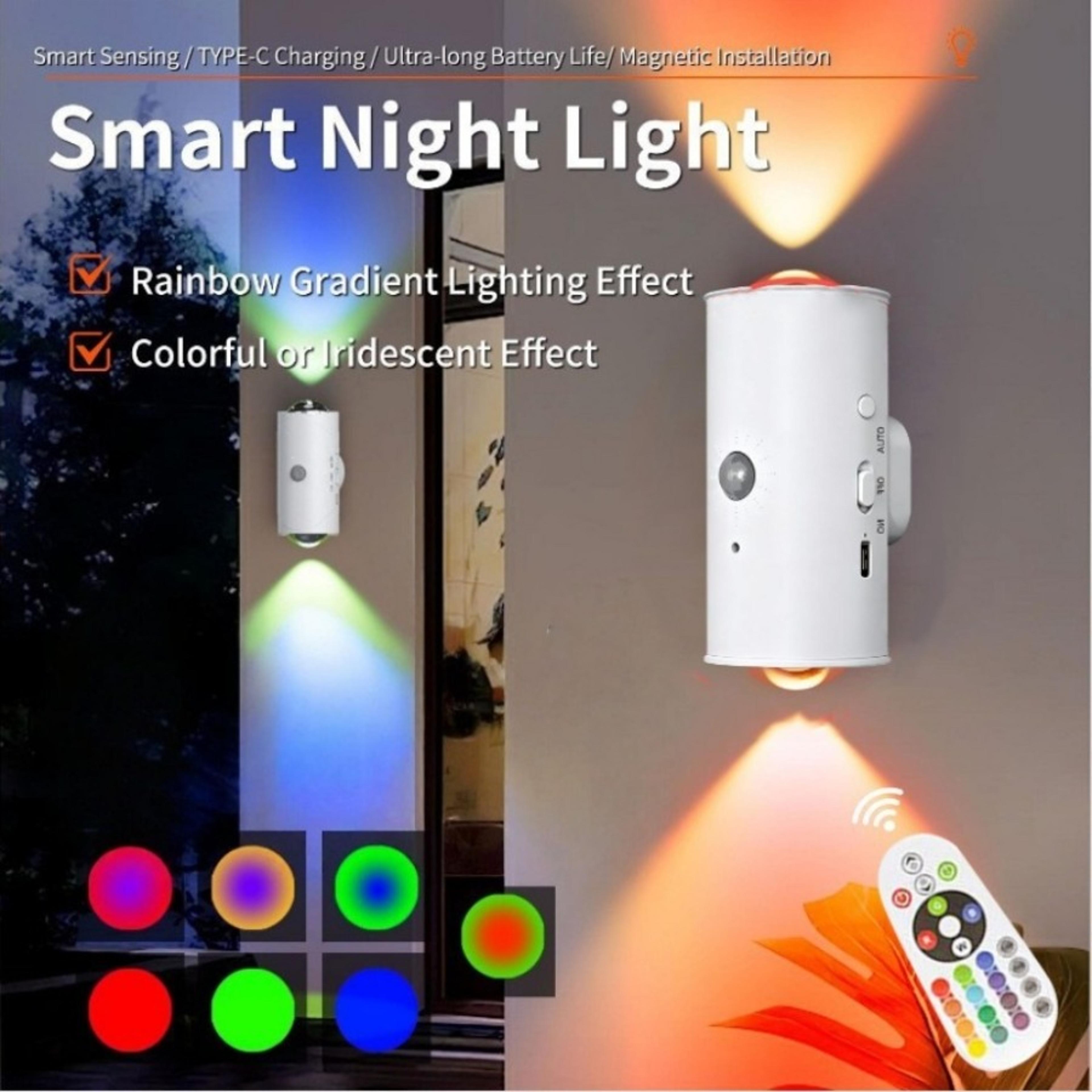 smart motion sensor wall light rechargeable rgb magnetic wall lamp for cabinets hallways and bedrooms
