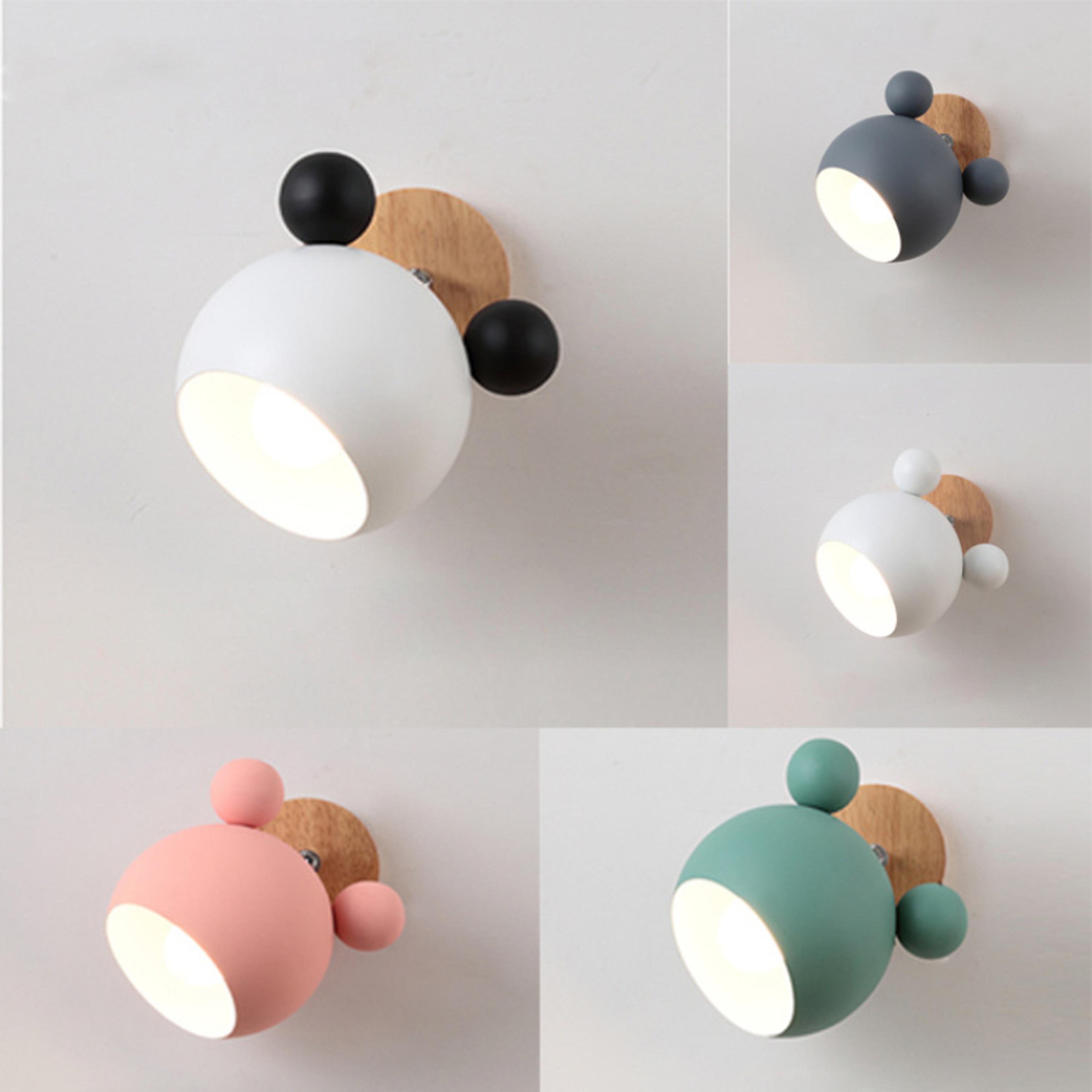 nordic wooden wall lamp kids wall light cute cartoon bedroom bedside lamp