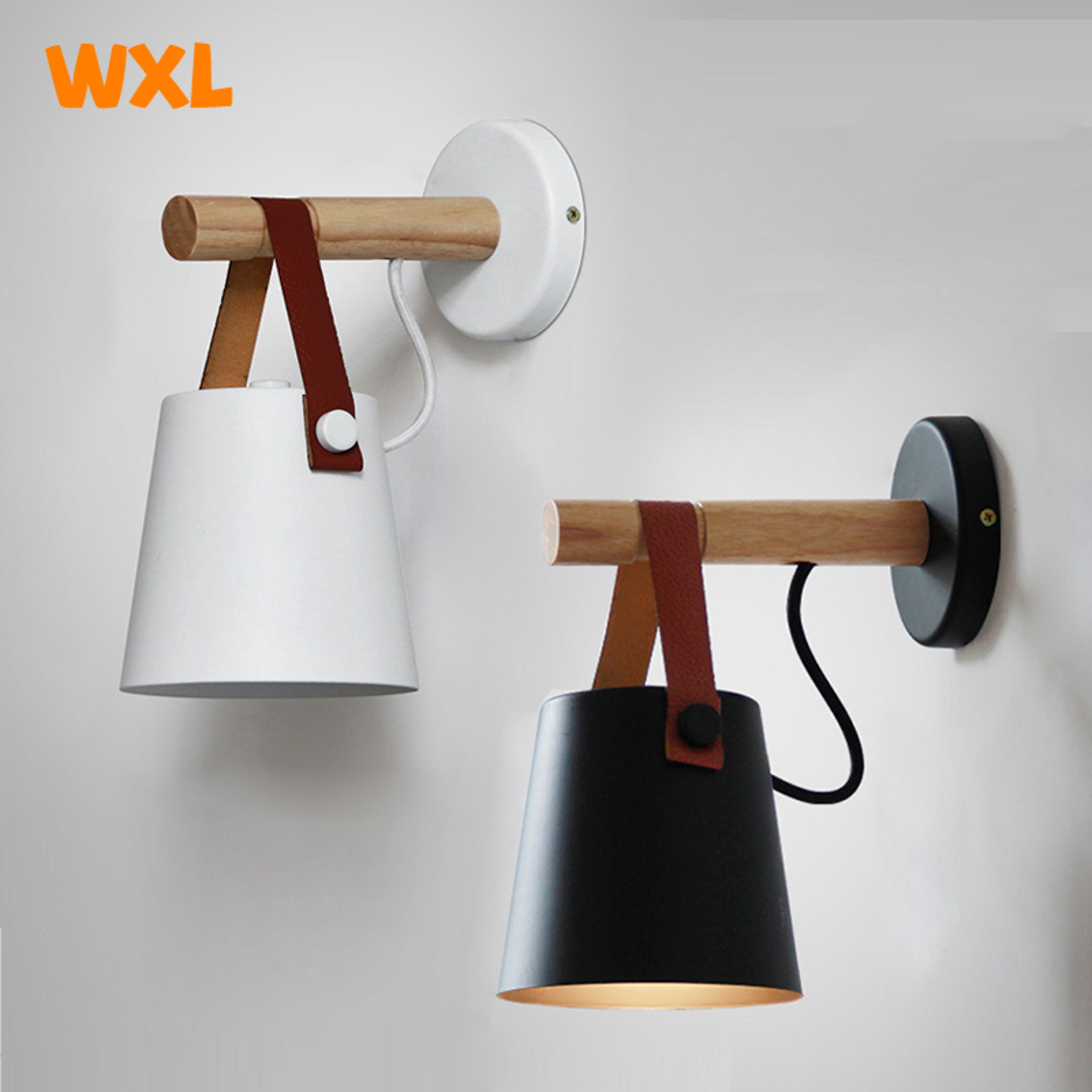 modern nordic wall lamp wooden wall sconce led bedside light for bedroom living room