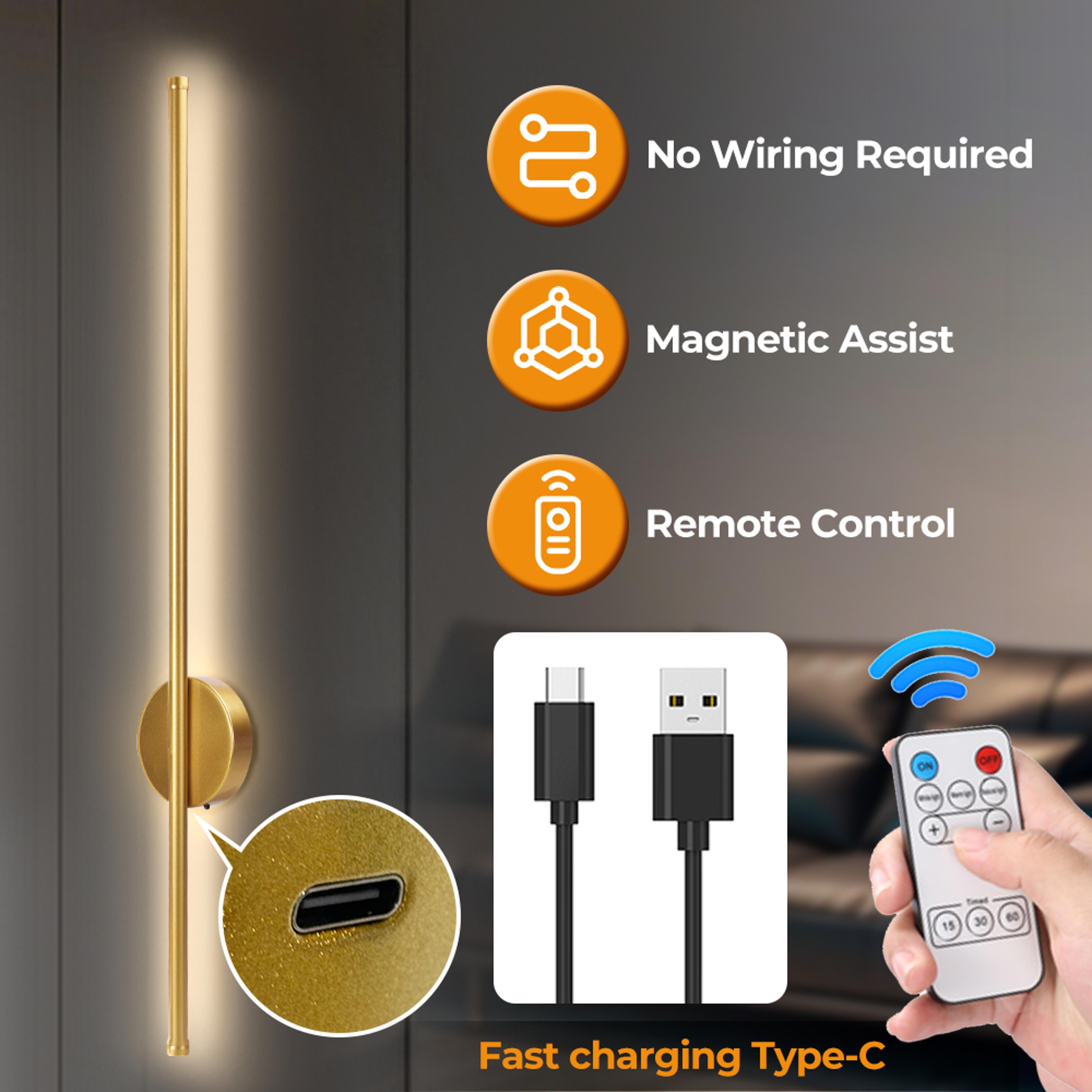 magnetic rechargeable wall lamp wireless led wall sconce for bedroom hallway reading