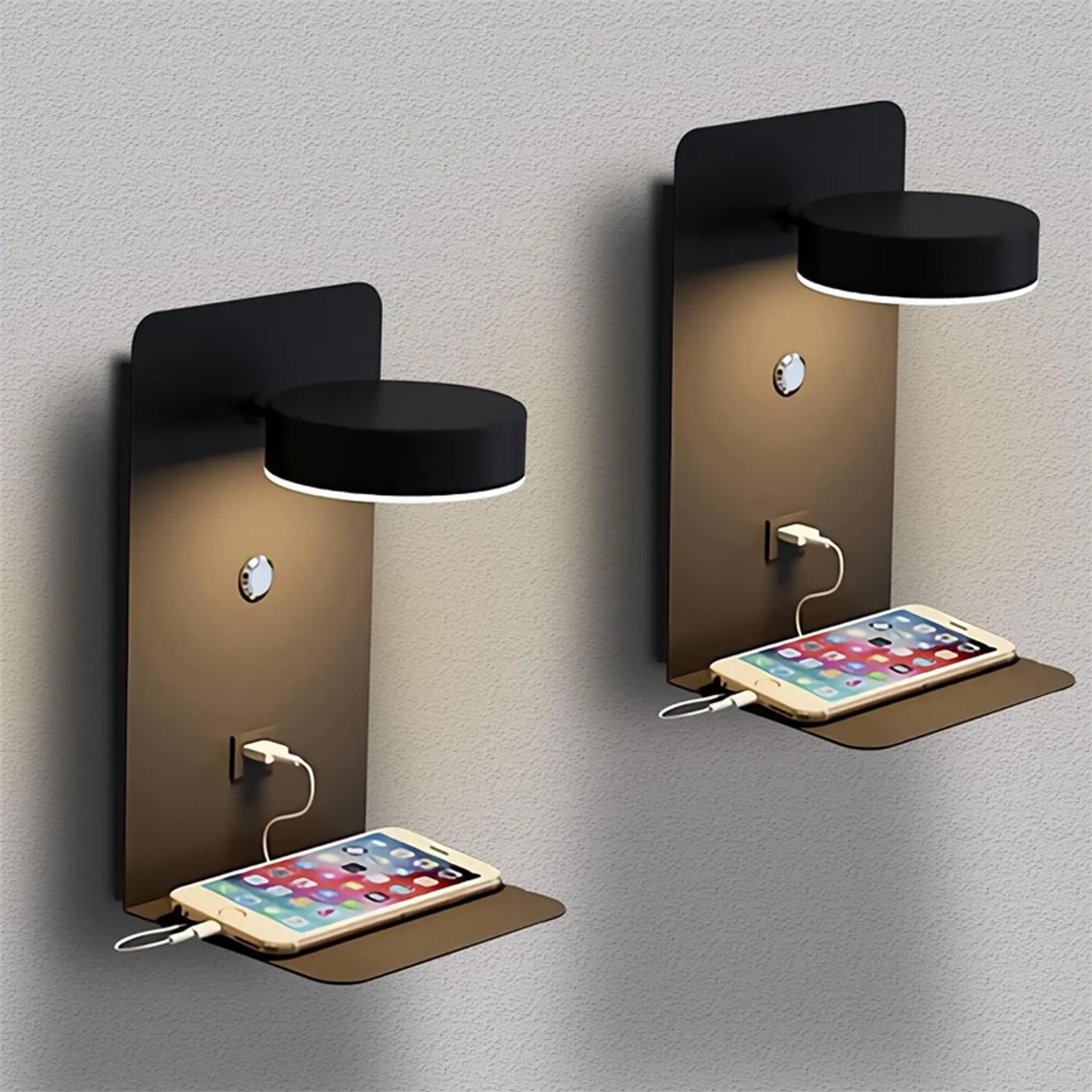 modern led wall lamp with usb charging port switch and indoor wall sconce for bedroom living room