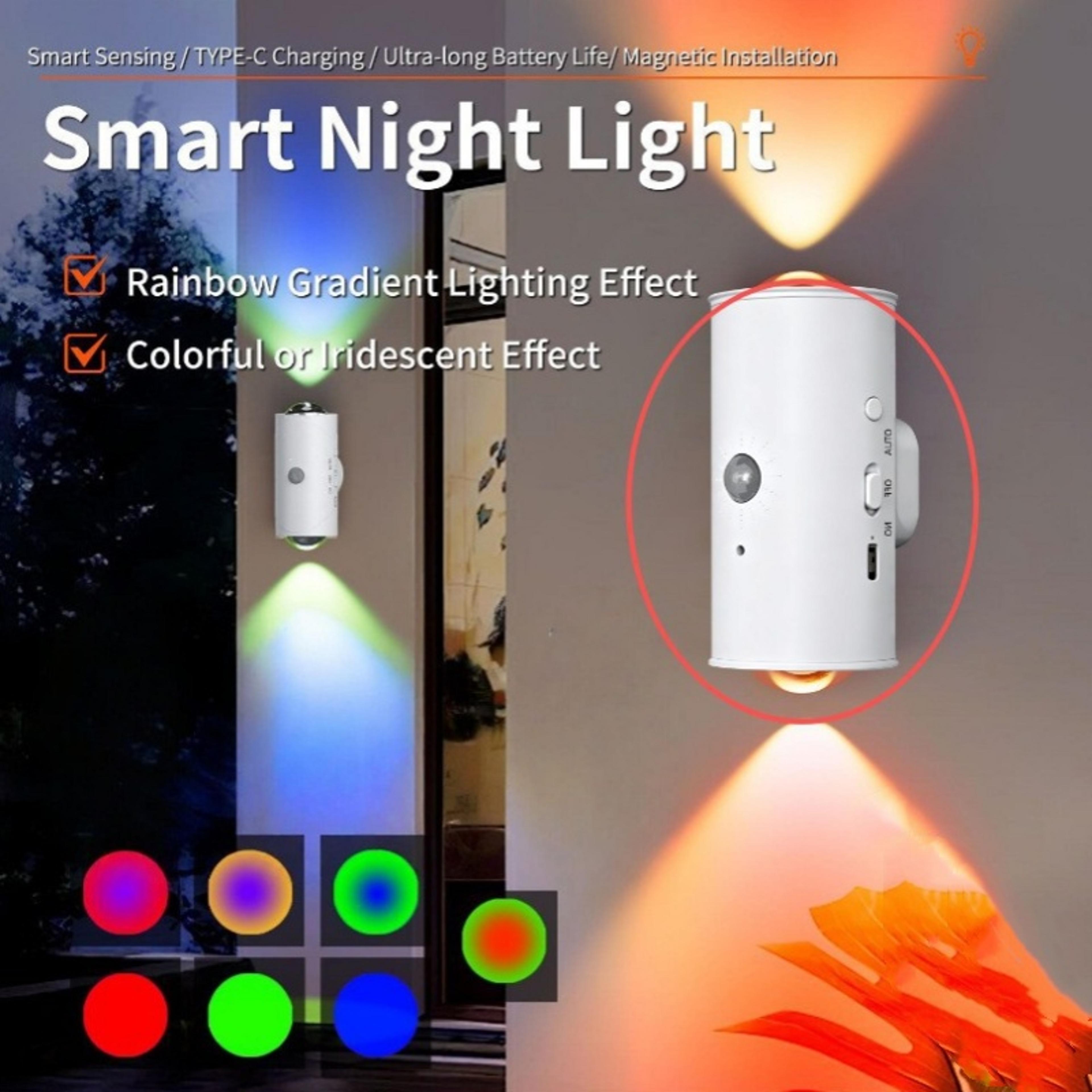 rechargeable motion sensor wall light rgb magnetic led night light for bedroom hallway