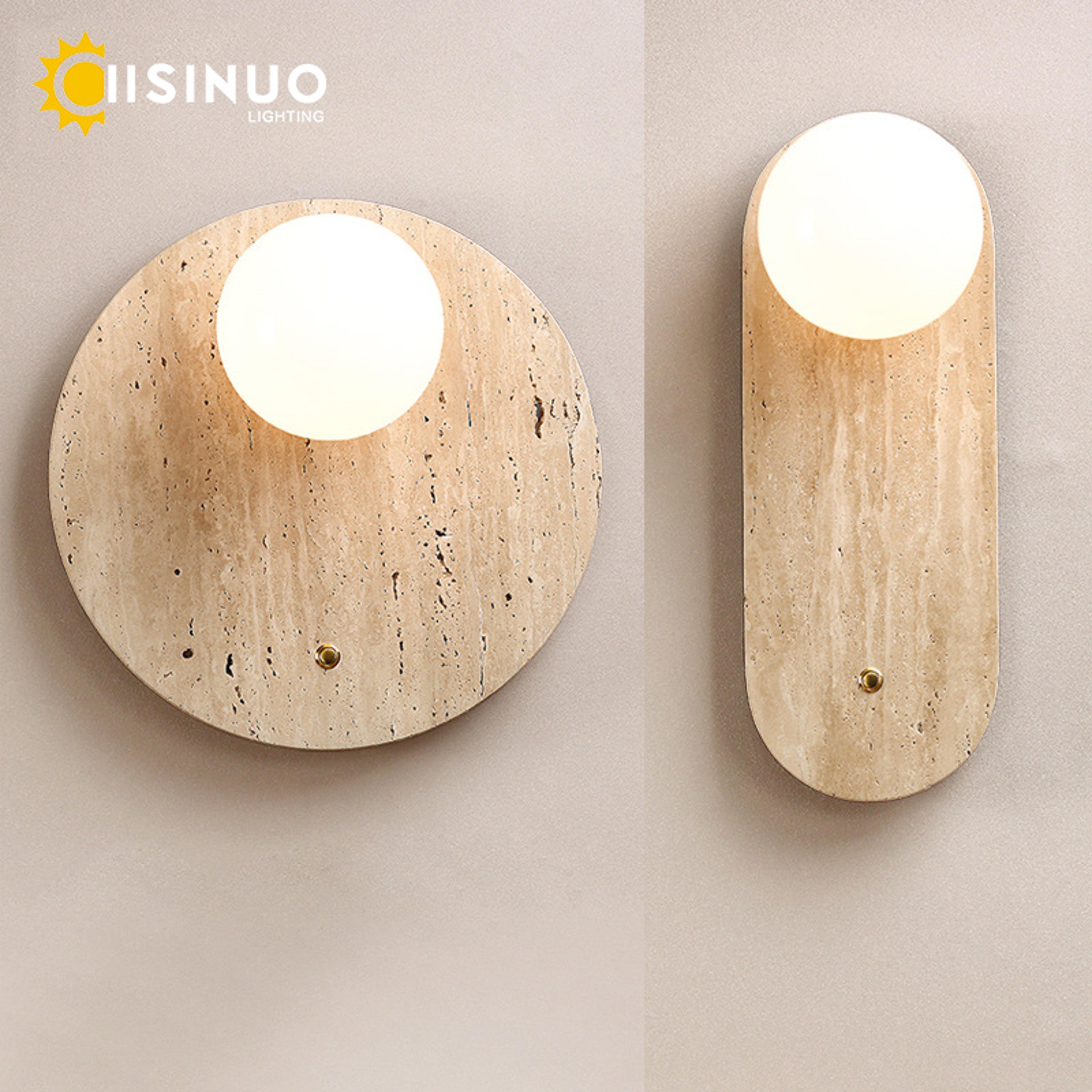 wabi sabi rotatable travertine wall lamp with switch for bedroom hallway and bedside