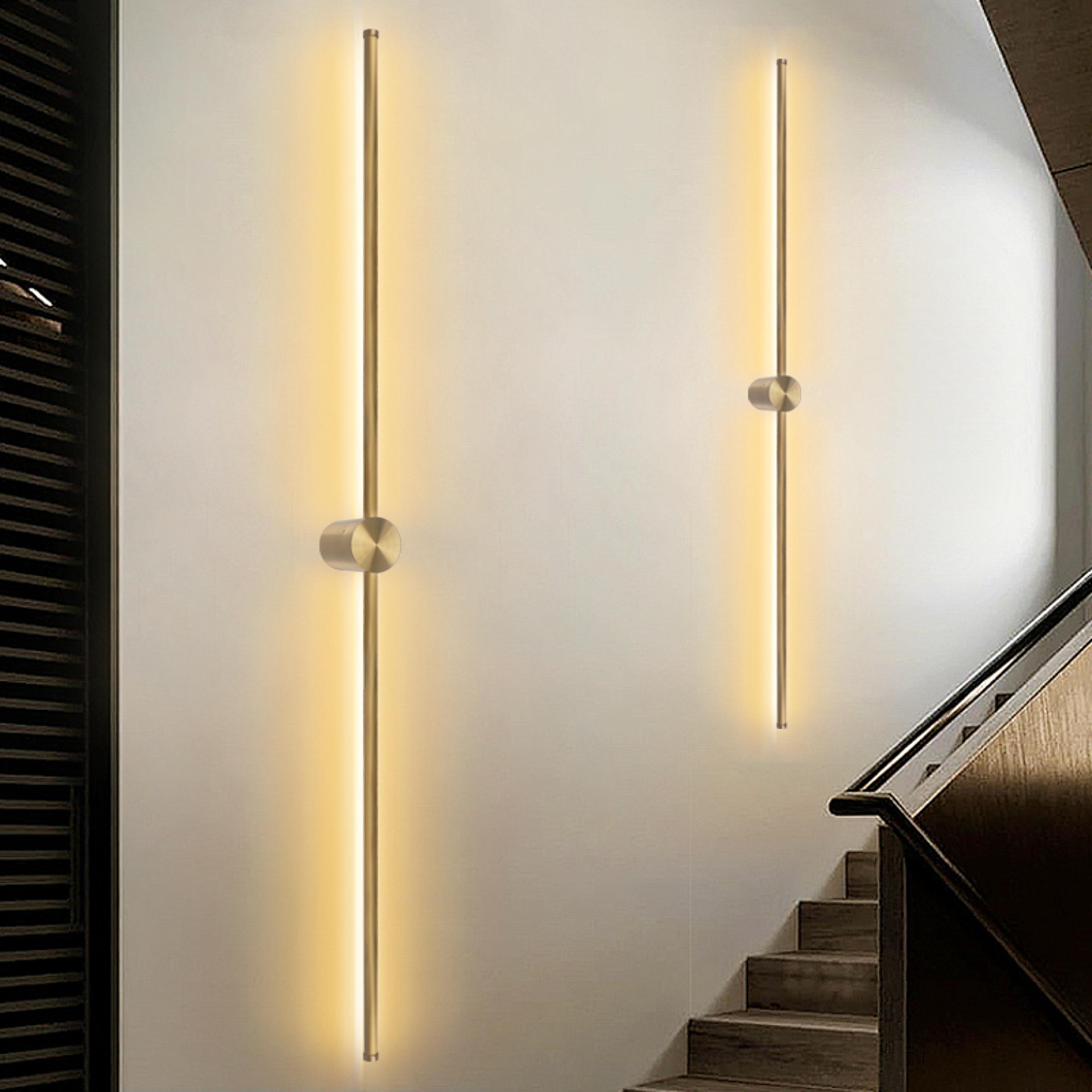 modern led wall lamp white gold linear wall sconce for bedroom living room corridor