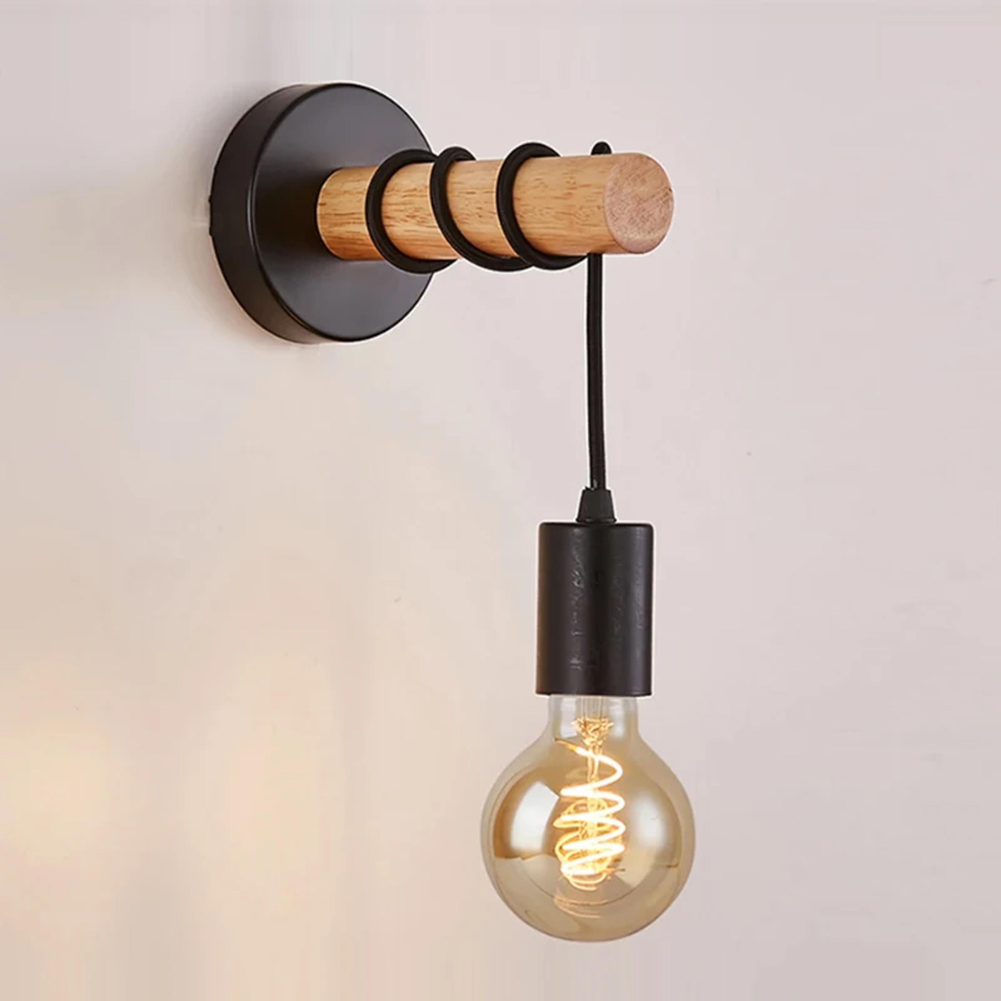 rustic wood wall lamp vintage wall sconce with socket for bedroom bedside dining room decor