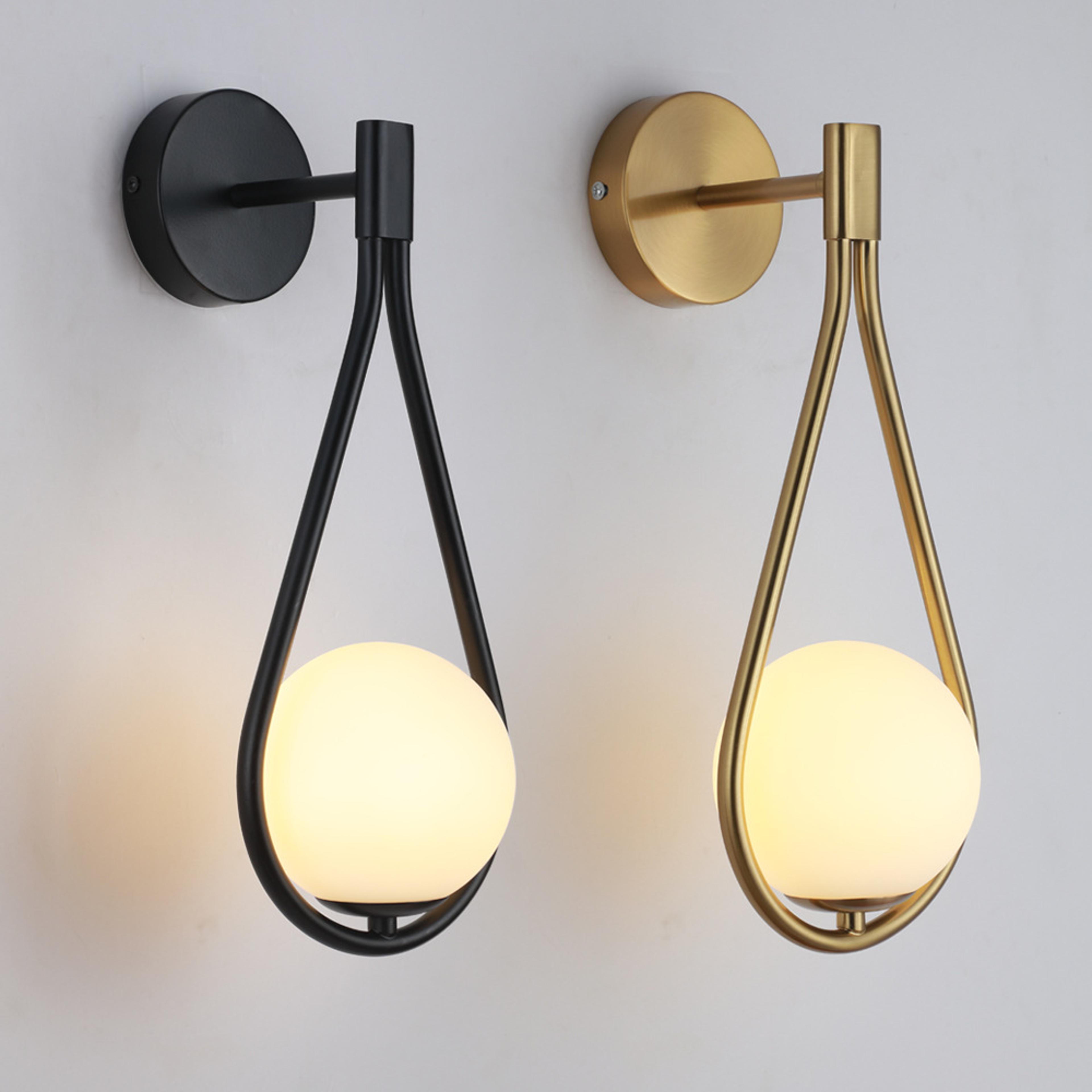 nordic led wall lamp modern glass globe wall sconce for bedroom living room bedside lighting