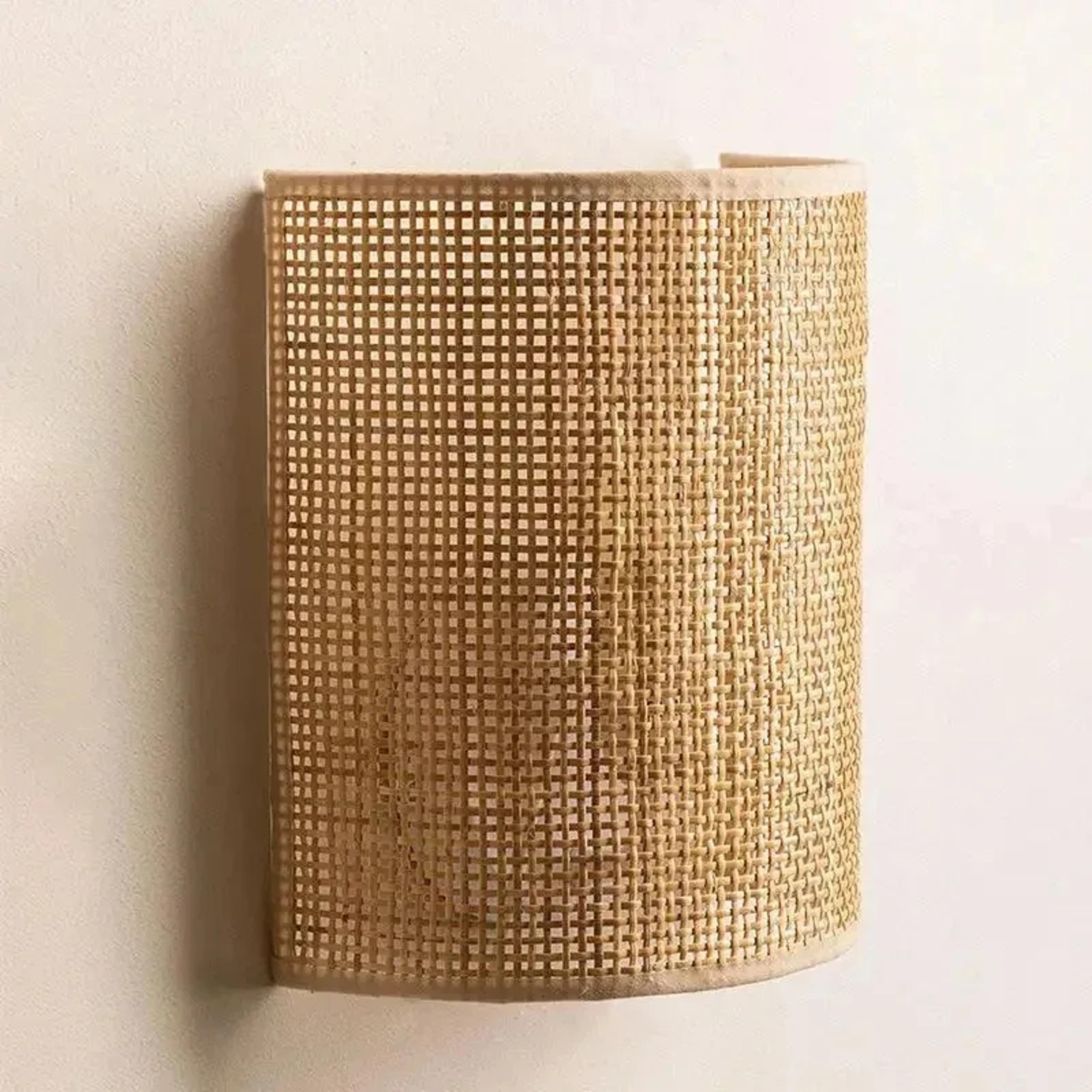 boho rattan wall lamp led wall sconce woven bedroom living room accent light