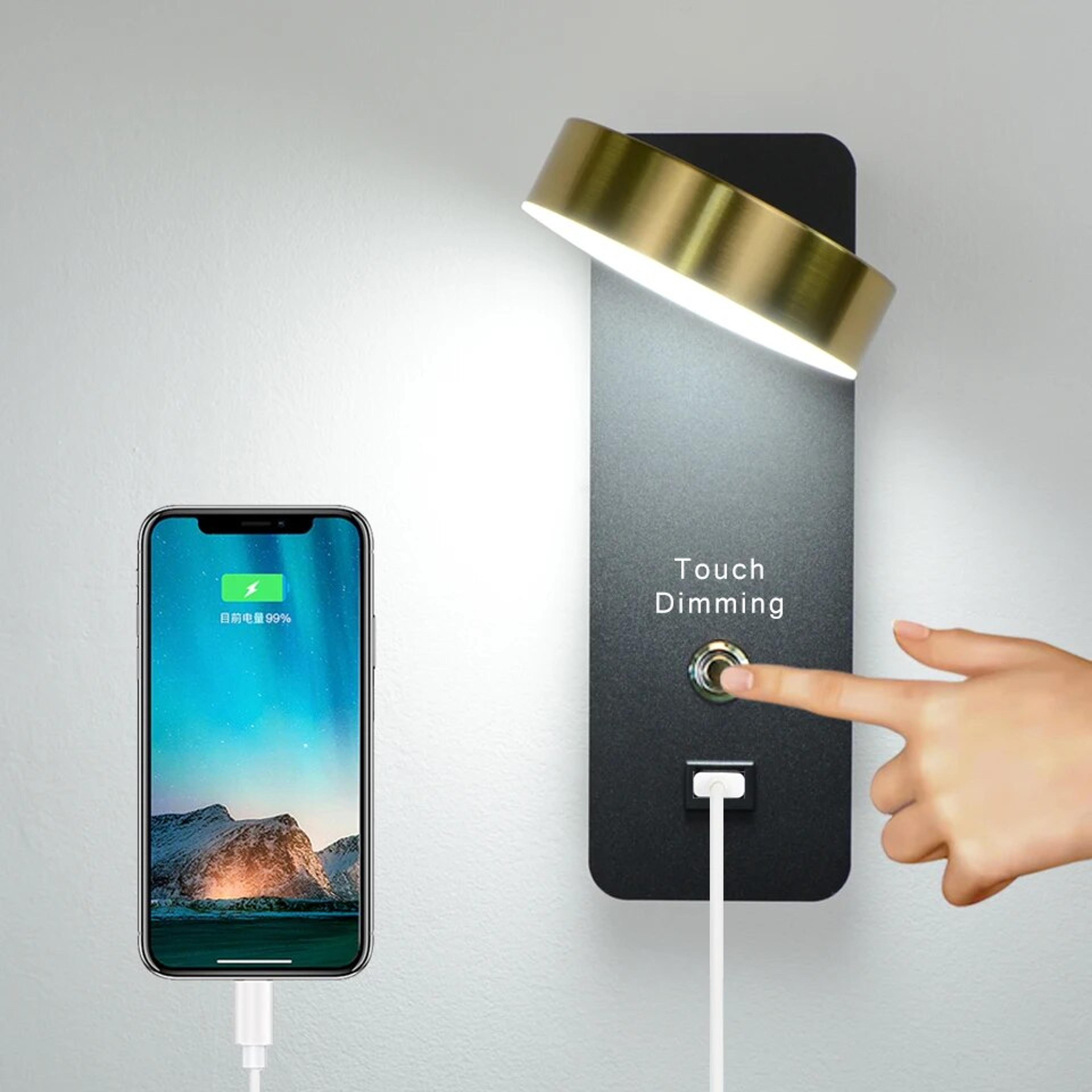 rechargeable led wall sconce touch dimmable modern wall light with color modes usb charging