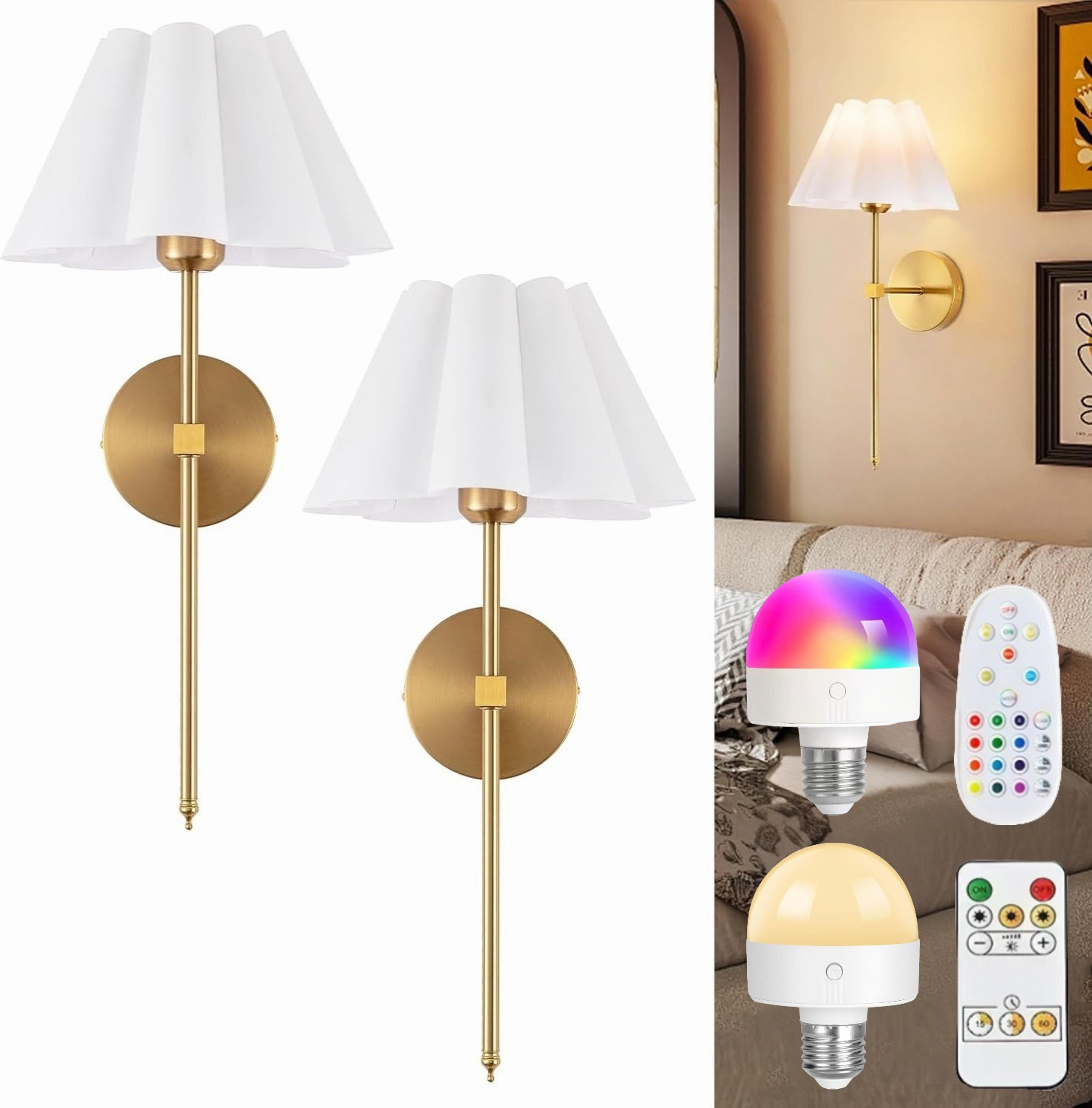 wireless wall light battery powered rgb wall sconce with remote detachable rechargeable bulb