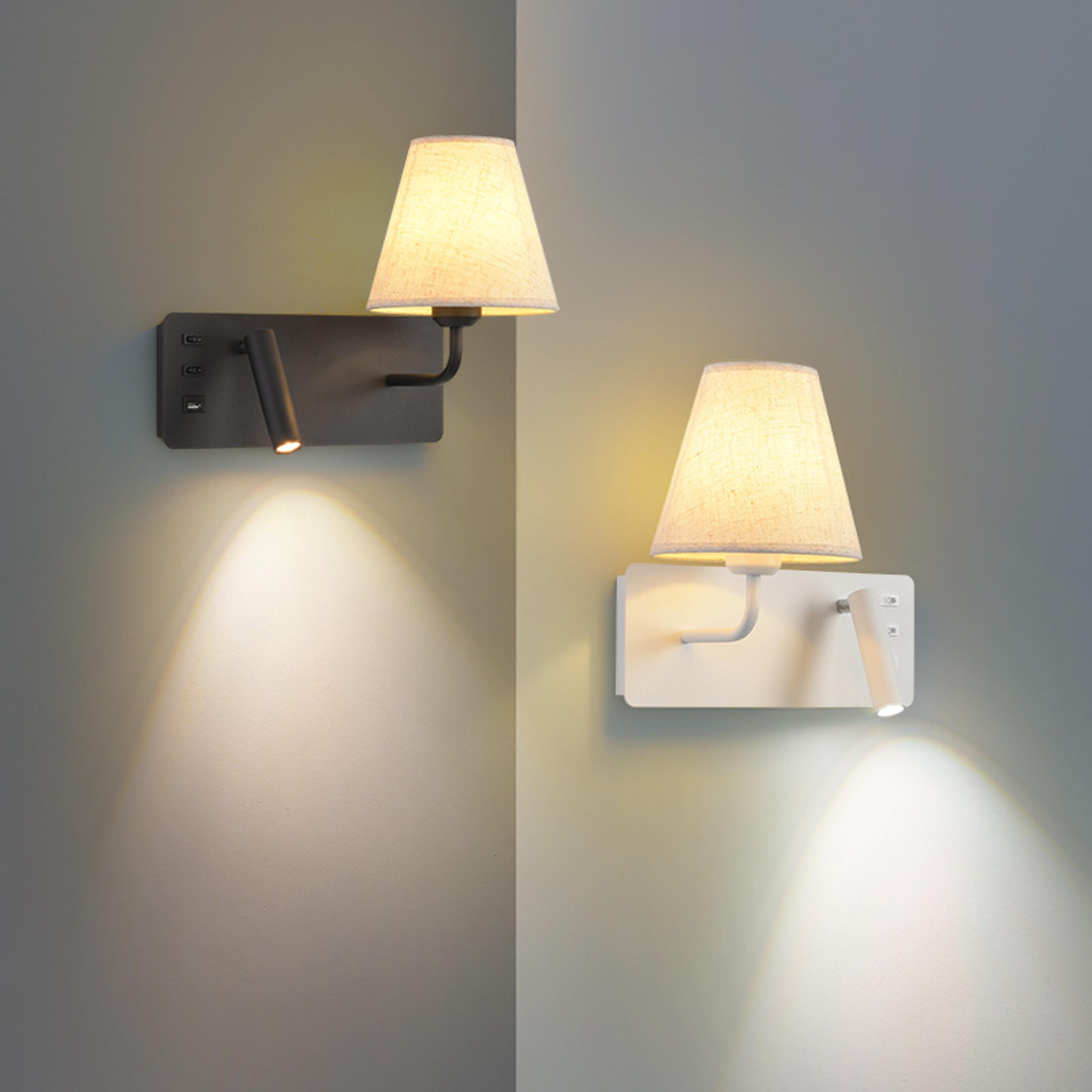 modern led wall sconce with usb charging port and reading light for bedside bedroom