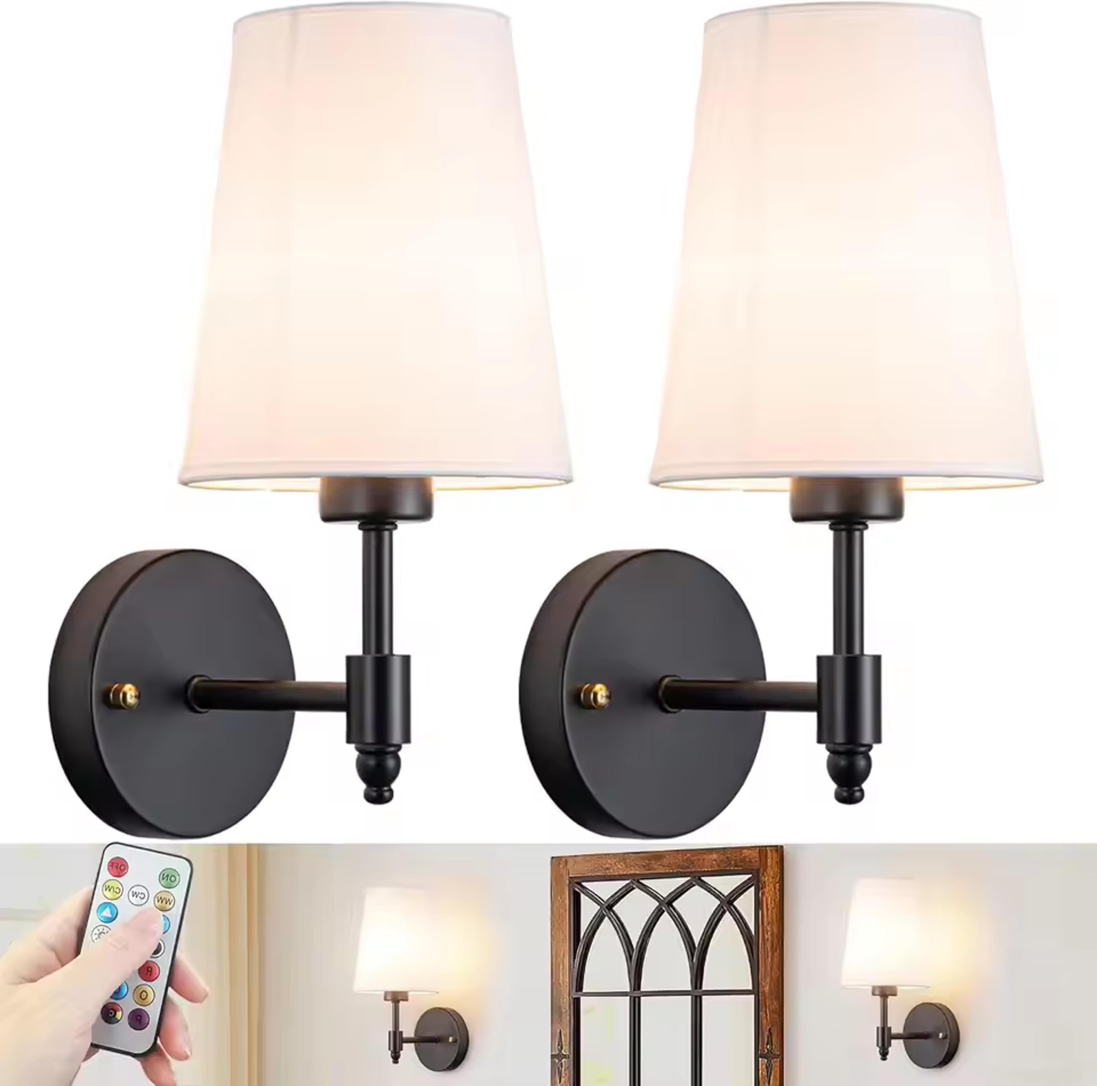 cordless battery operated wall sconce with rechargeable led bulb remote control and color dimmable light
