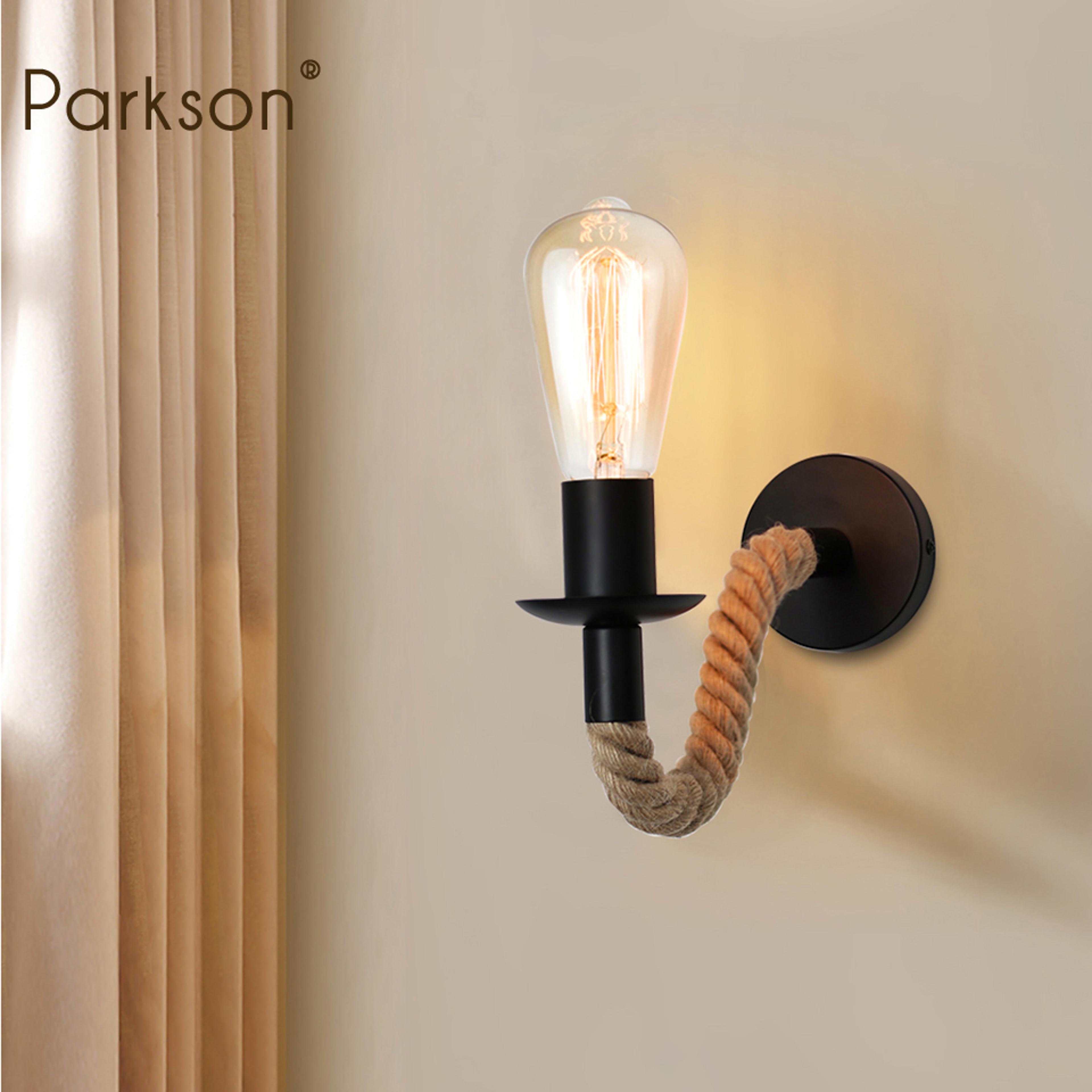 rustic vintage wood wall sconce hemp rope wall lamp for farmhouse loft hallway decor