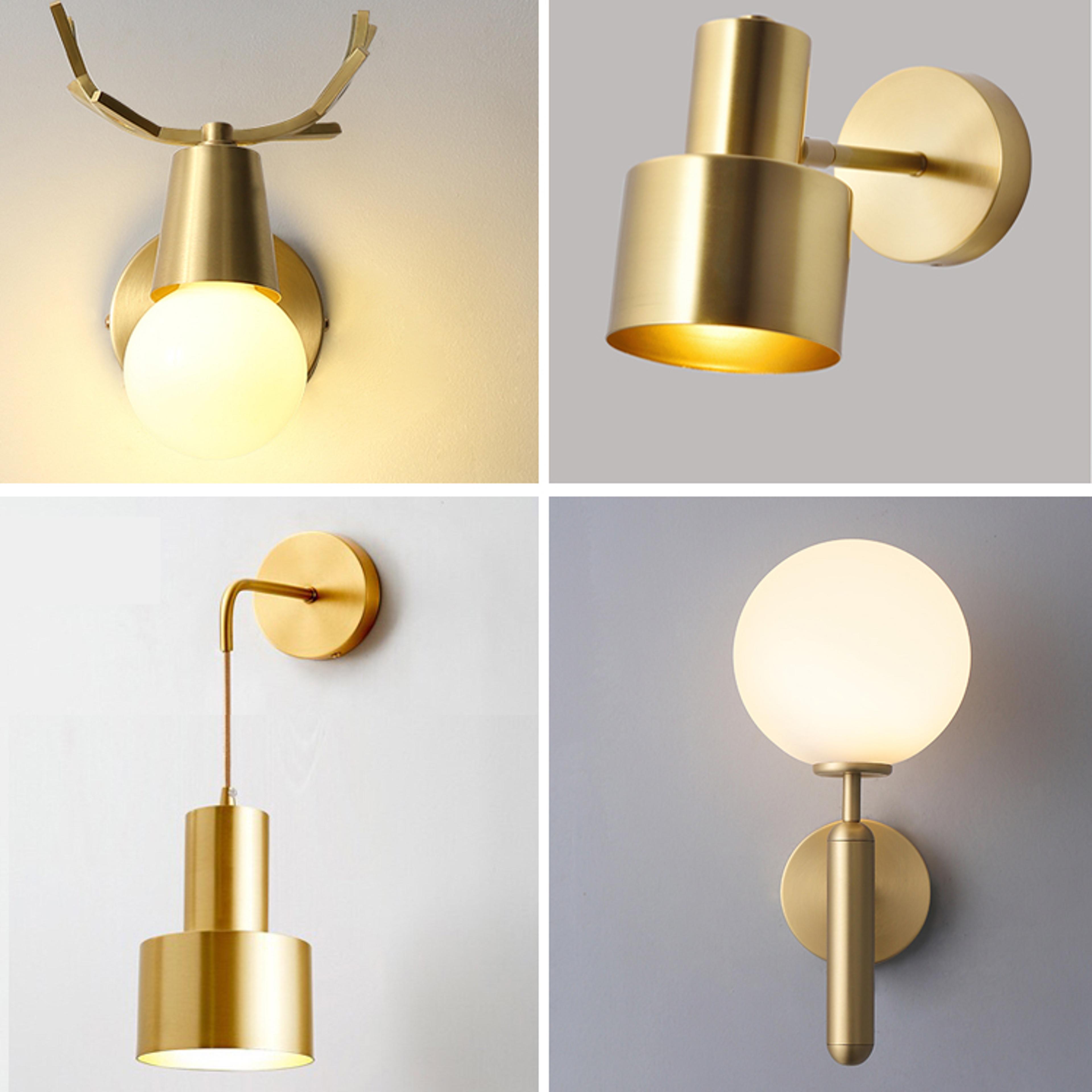nordic gold glass led wall sconce modern bedroom living room wall light