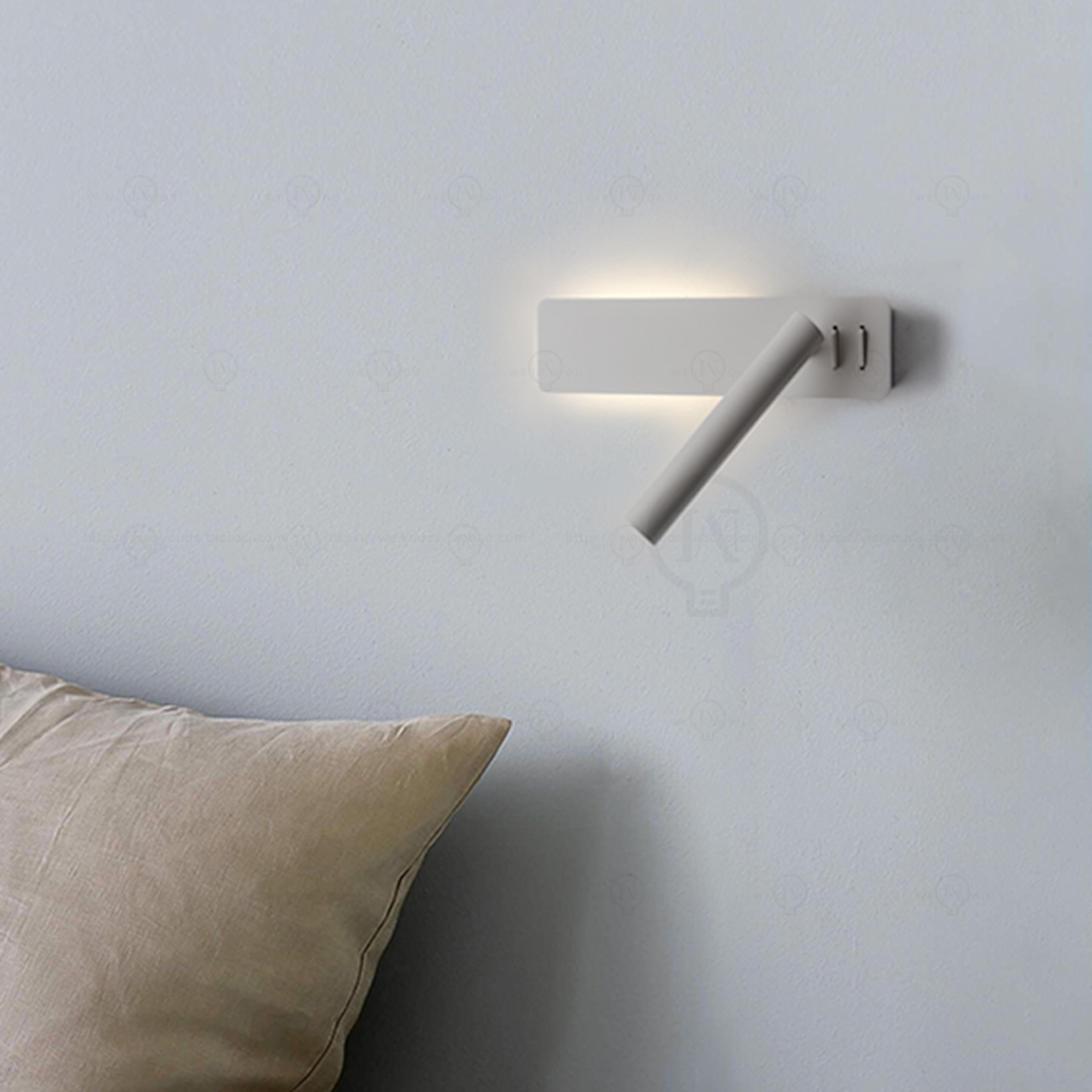 nordic led wall reading lamp with adjustable bedside swing arm light