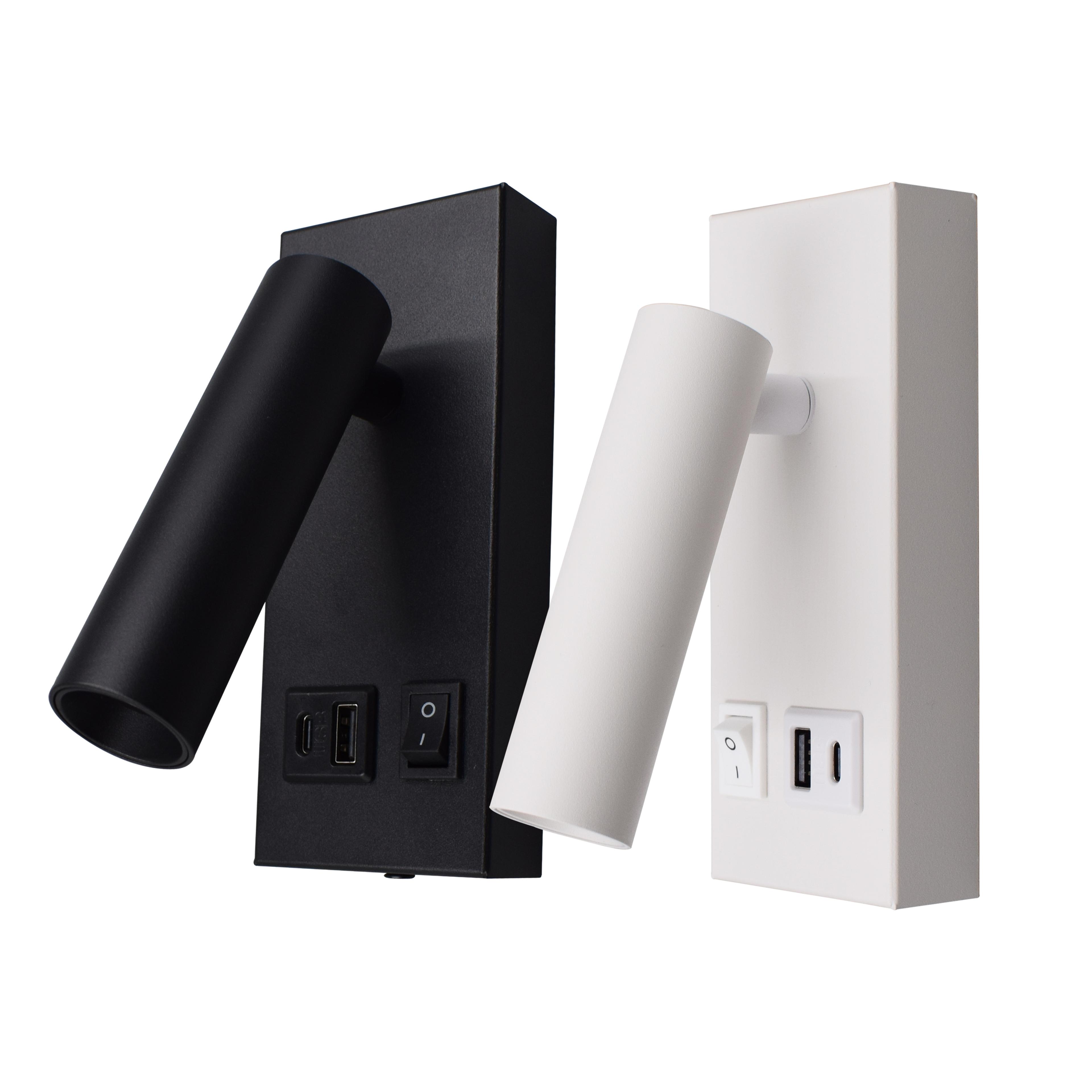 adjustable bedside reading lamp with usb charging wall mounted light