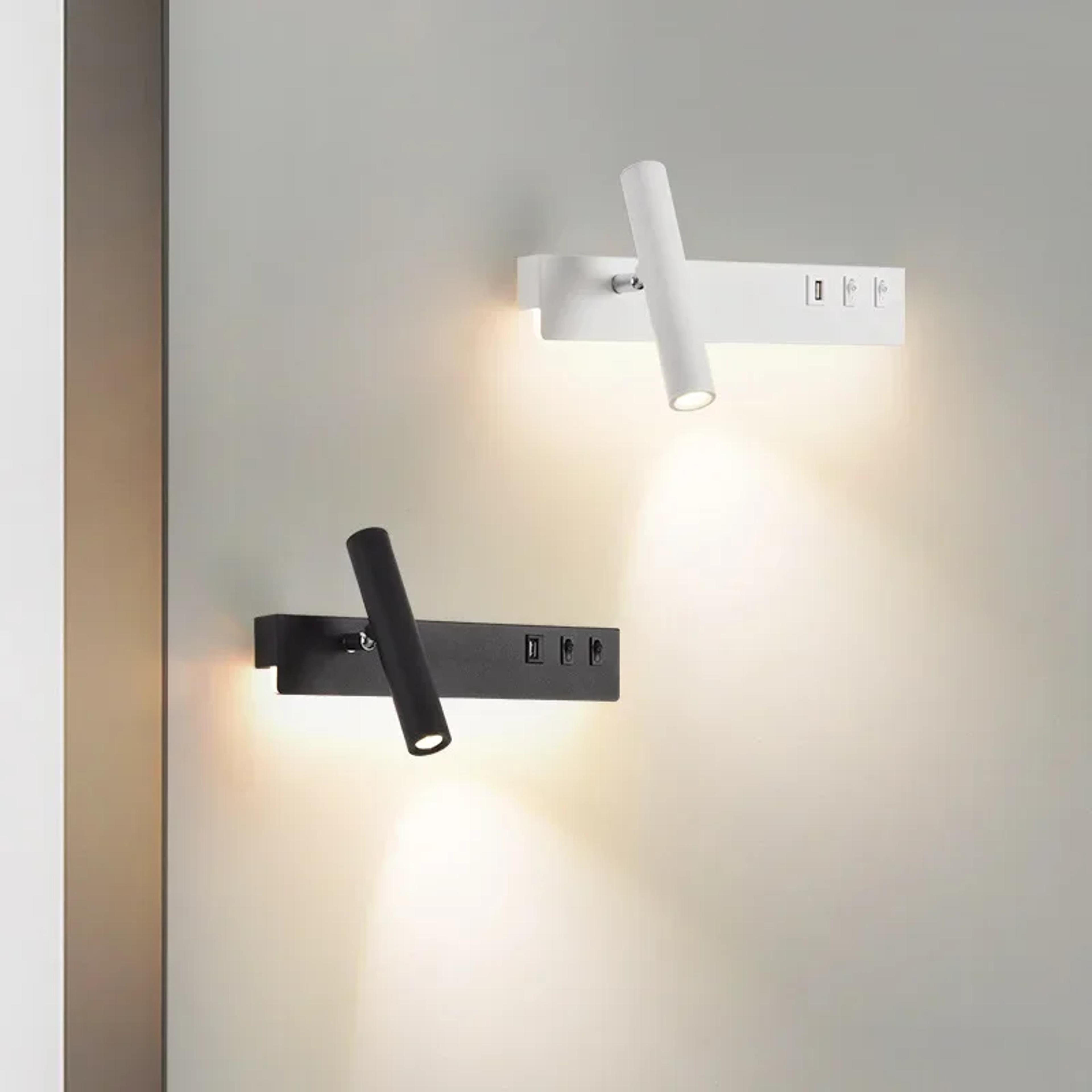 adjustable led wall reading light with usb port and switch