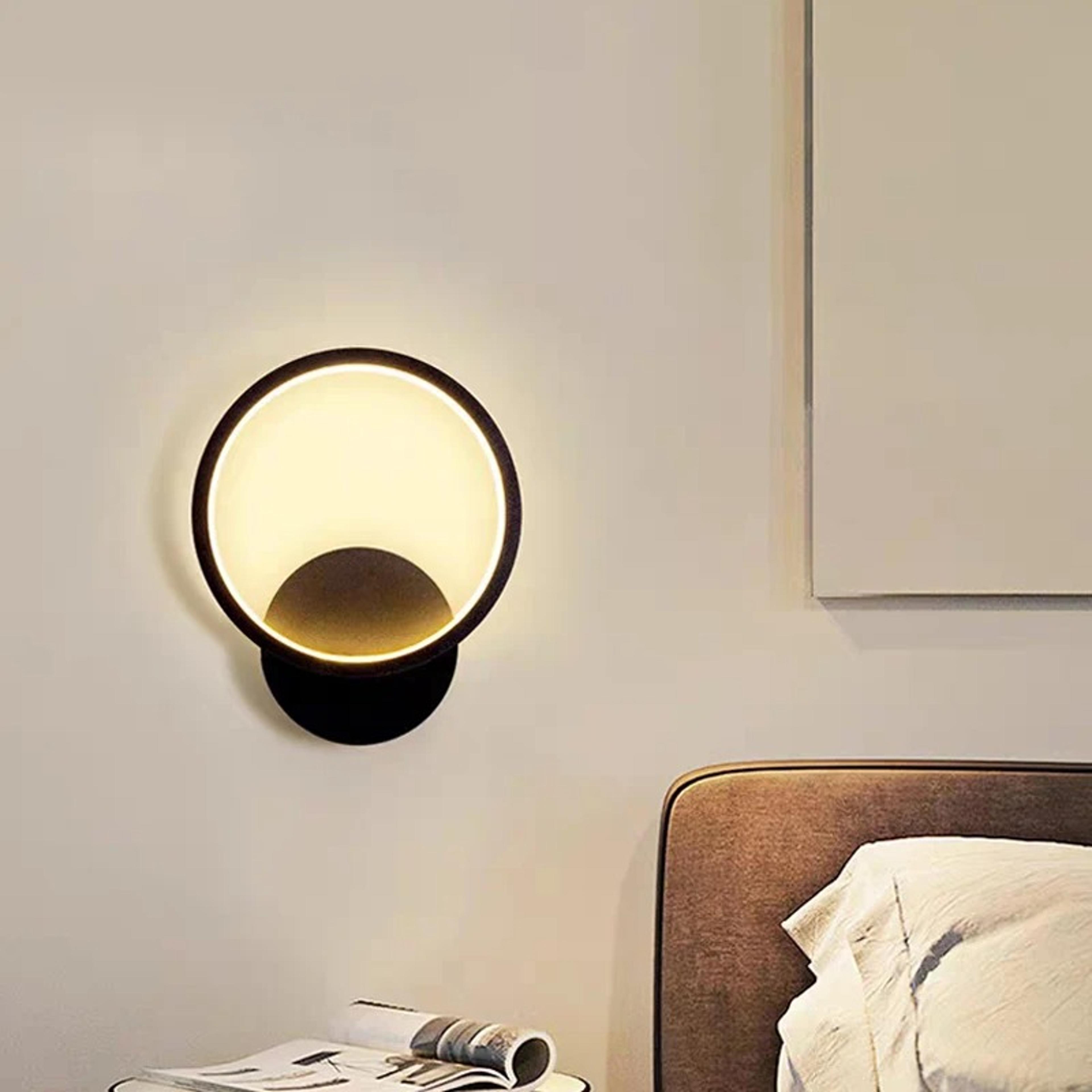 modern led wall lamp round aluminium light for bedroom living room