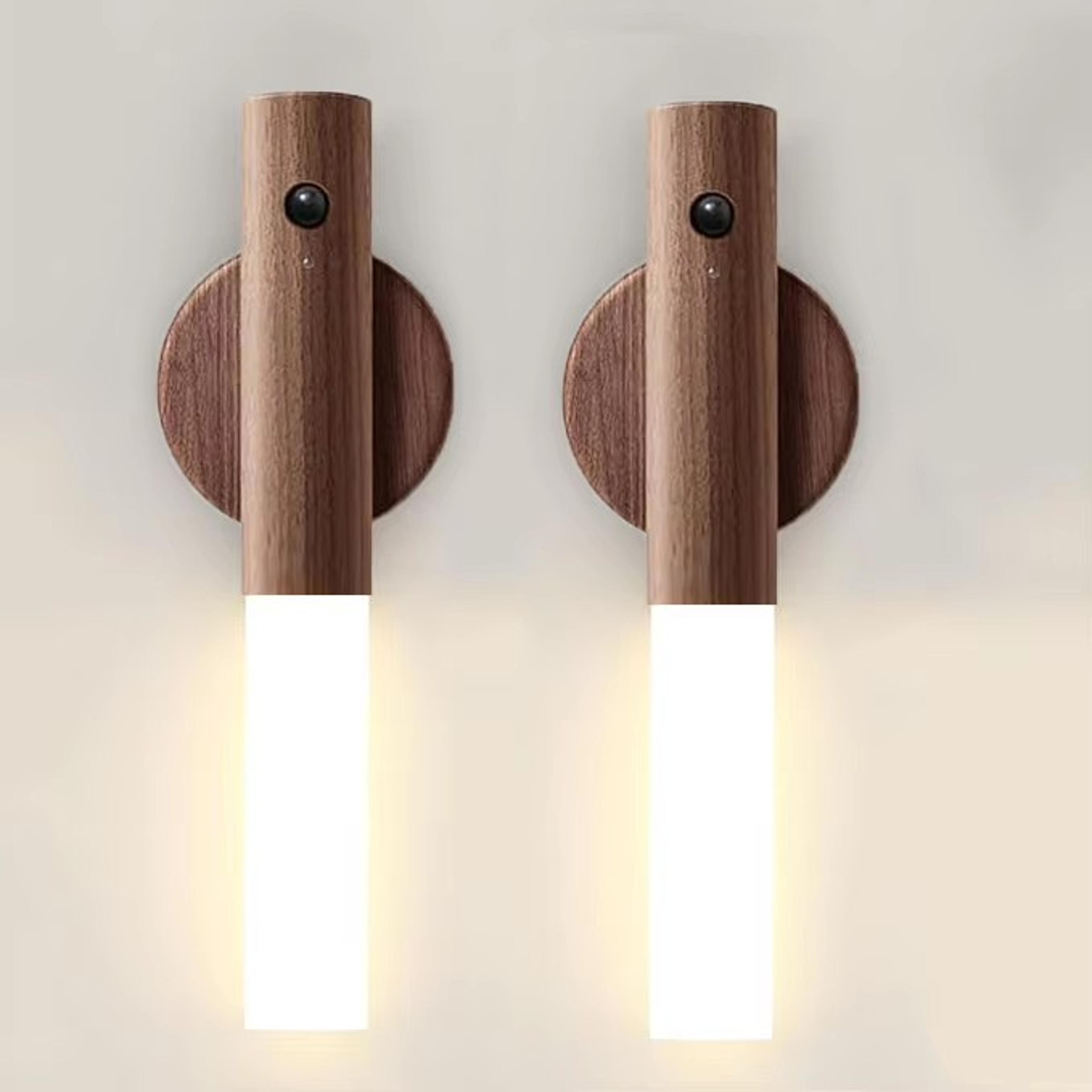 intelligent wooden motion sensor night light rechargeable led magnetic wall lamp
