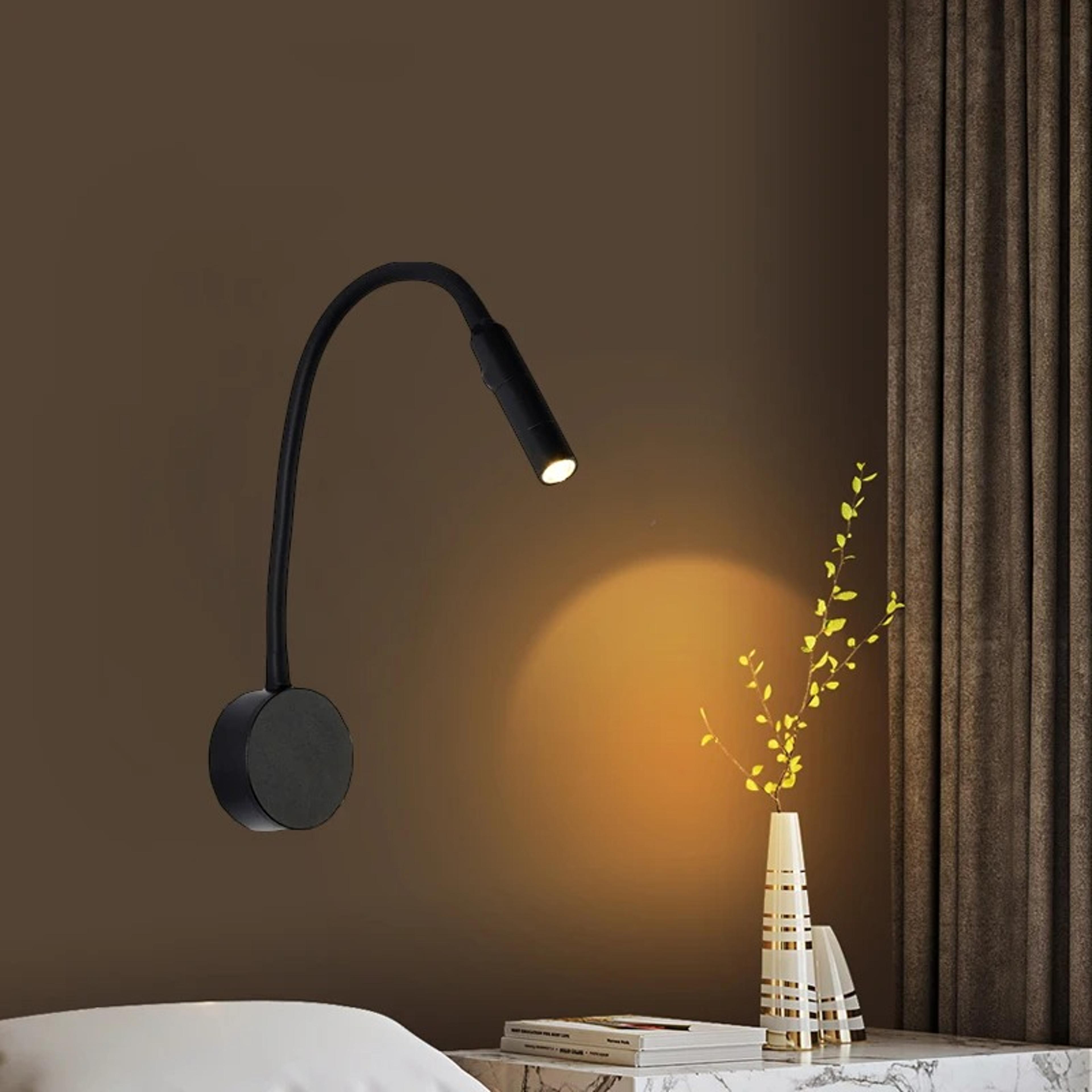 rotatable led bedside wall light flexible reading spotlight sconce