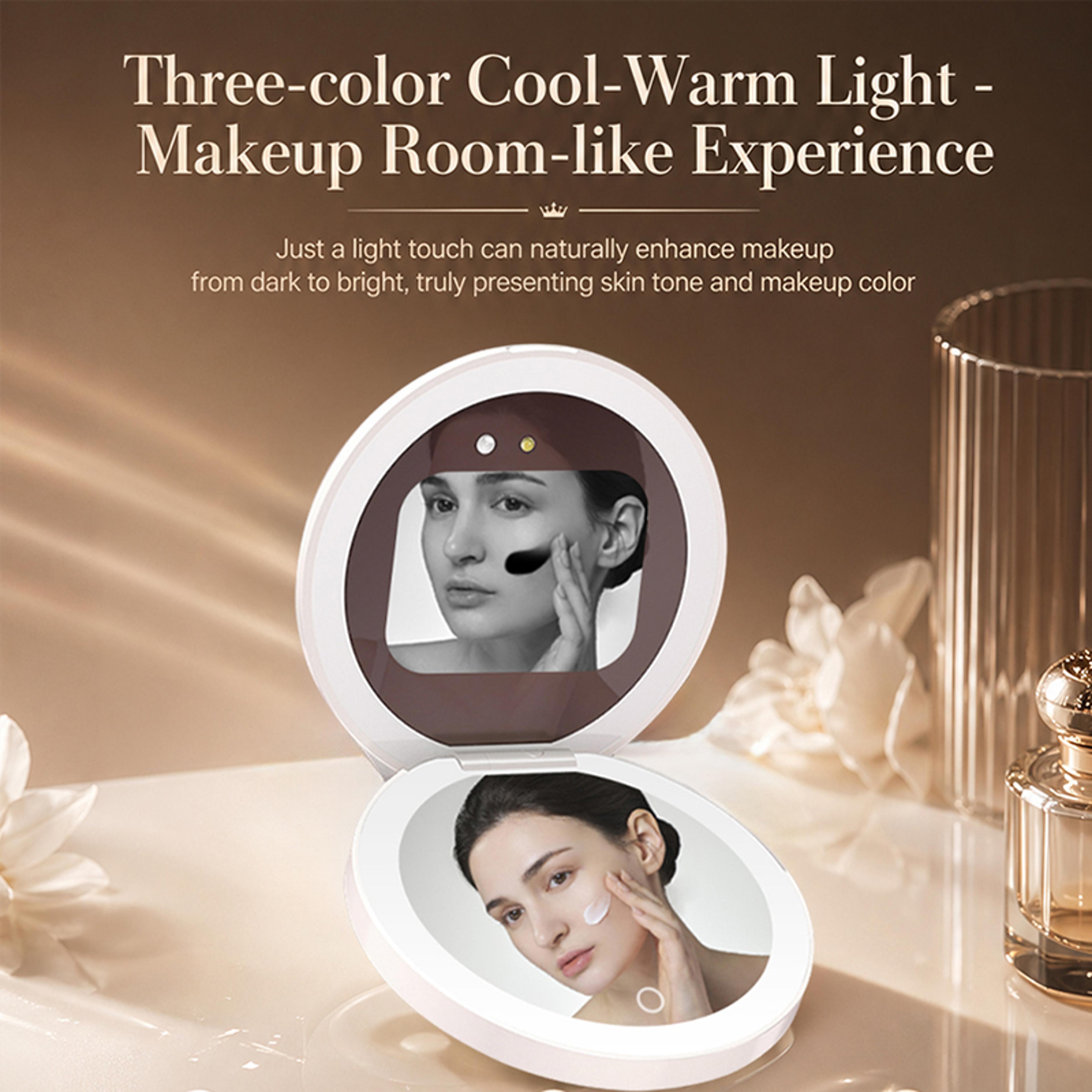 uv smart sunscreen mirror portable led makeup mirror with uv detection