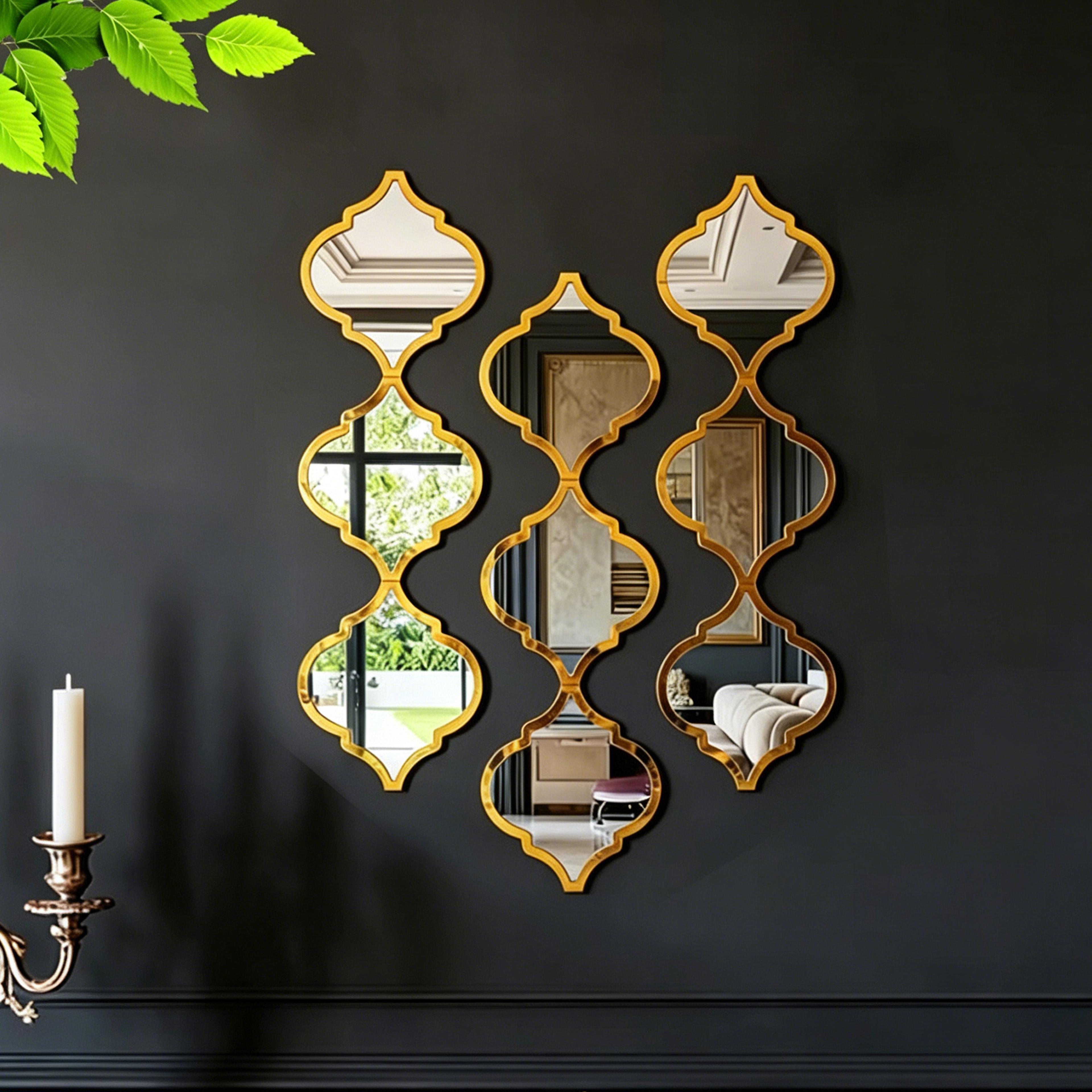 moroccan wall mirror set gold decorative arabesque mirrors for living room decor