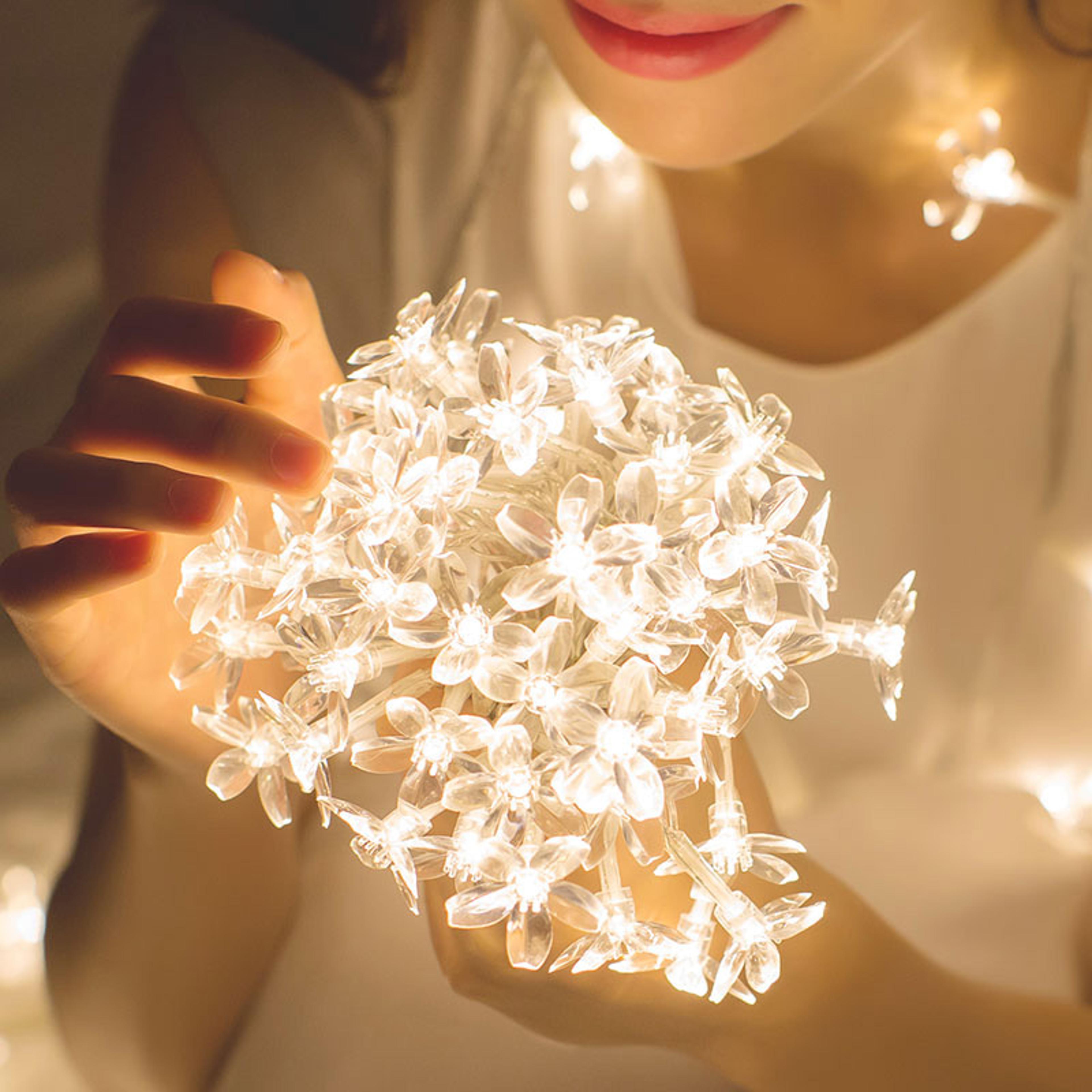 cherry blossom flower garland lamp usb led string lights for wedding home decor